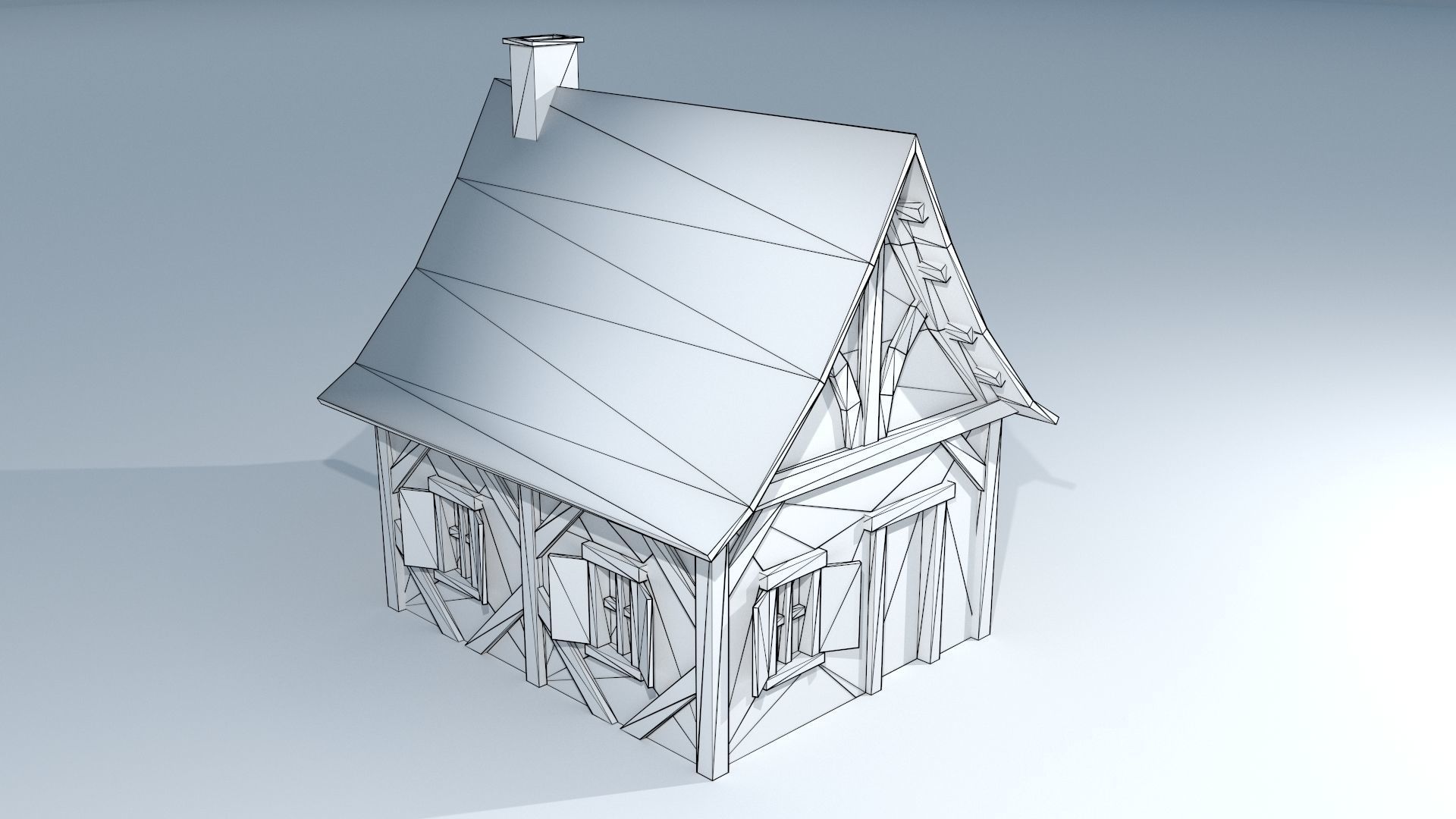 Medieval House 1 Low-poly 3D model_9