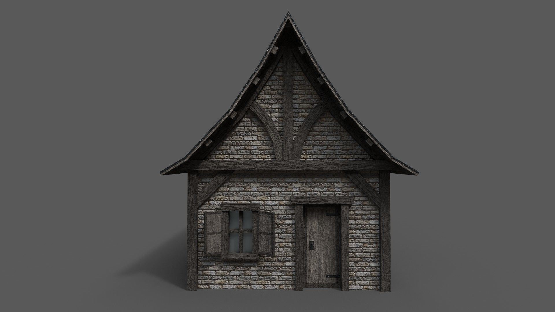 Medieval House 1 Low-poly 3D model_4
