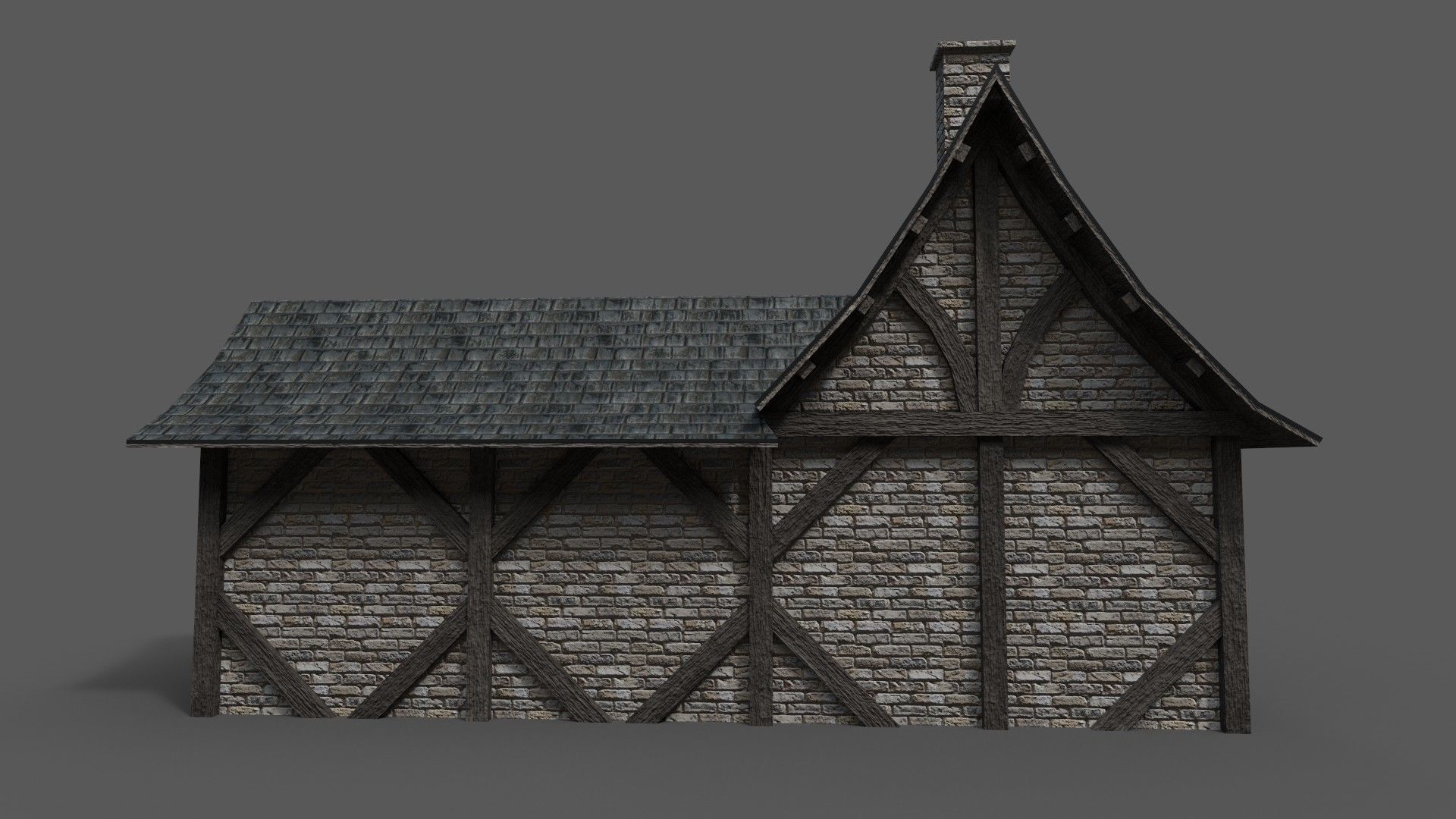 Medieval House 2 Low-poly 3D model_4