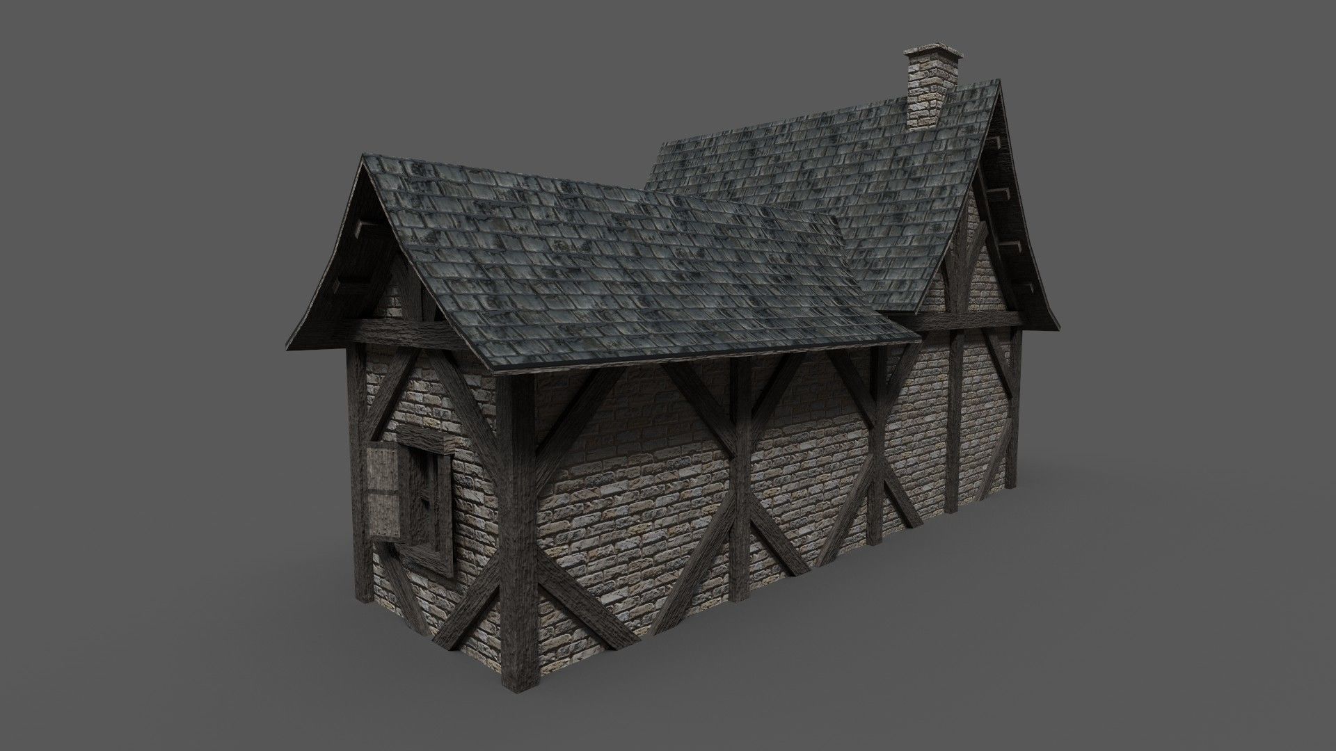 Medieval House 2 Low-poly 3D model_3