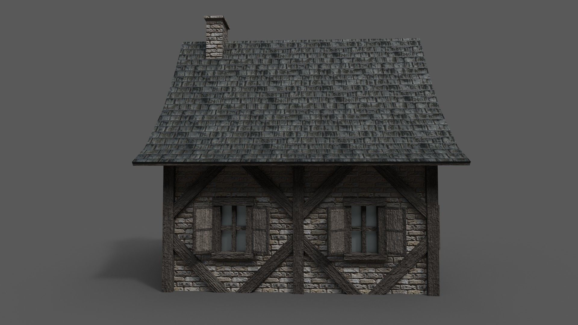 Medieval House 2 Low-poly 3D model_5