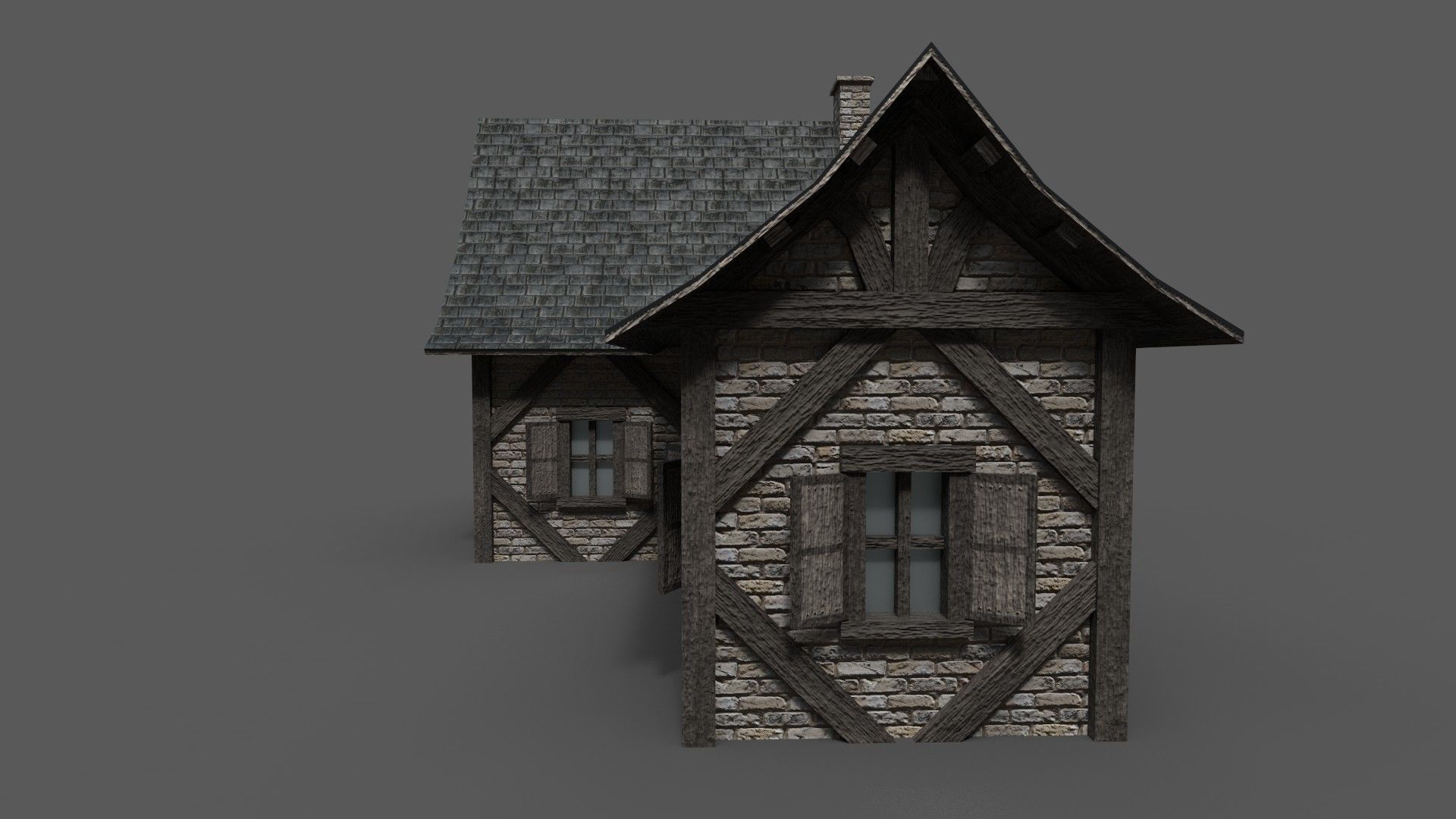 Medieval House 2 Low-poly 3D model_6