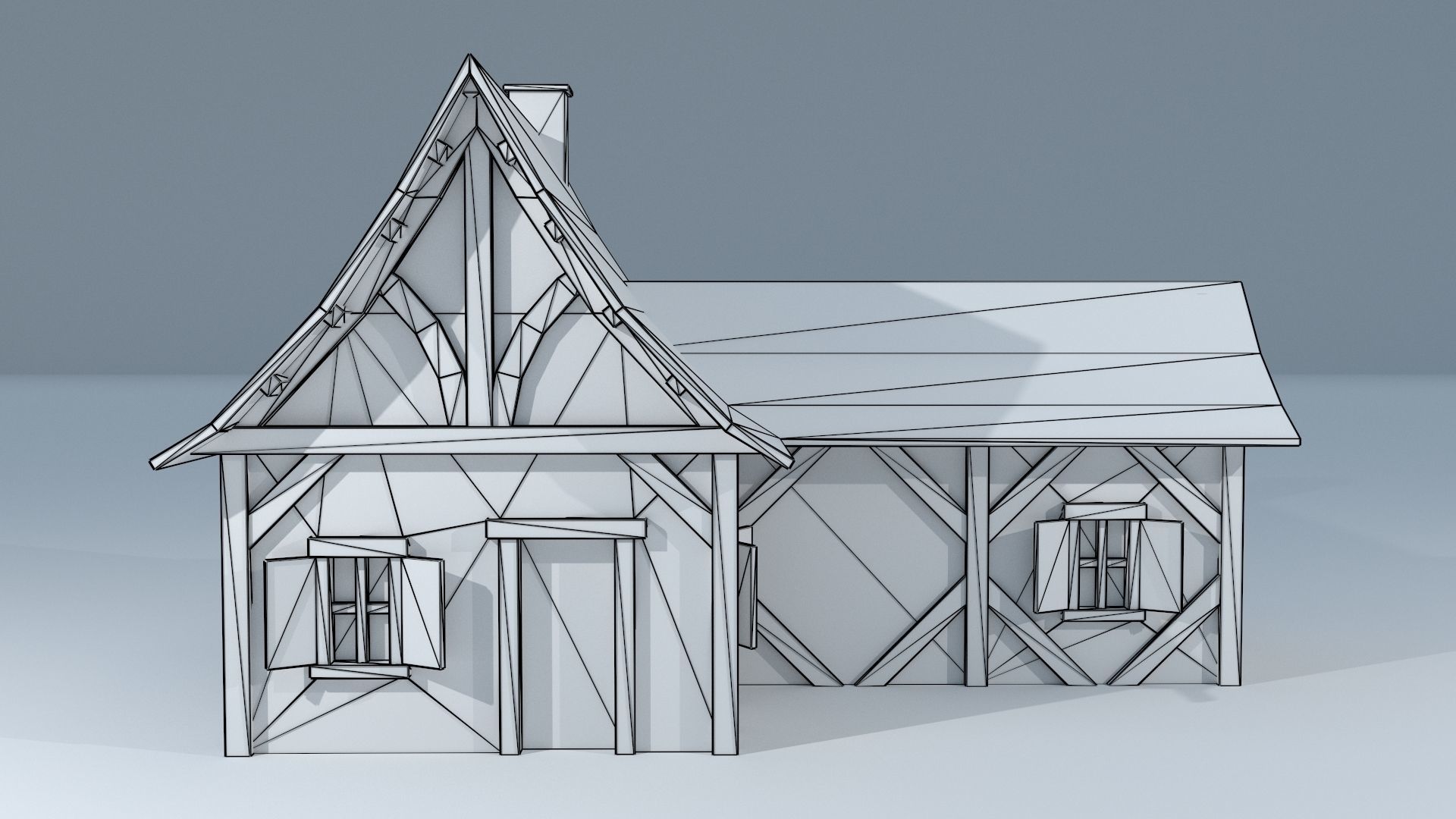 Medieval House 2 Low-poly 3D model_16