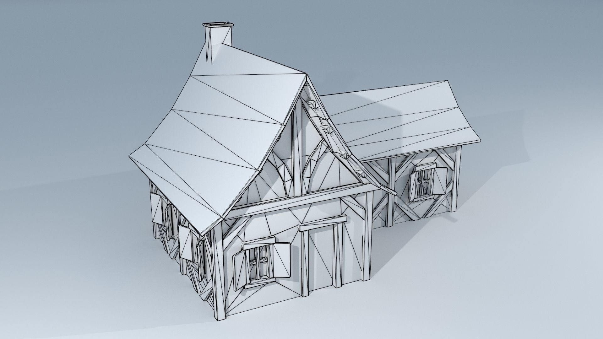 Medieval House 2 Low-poly 3D model_9