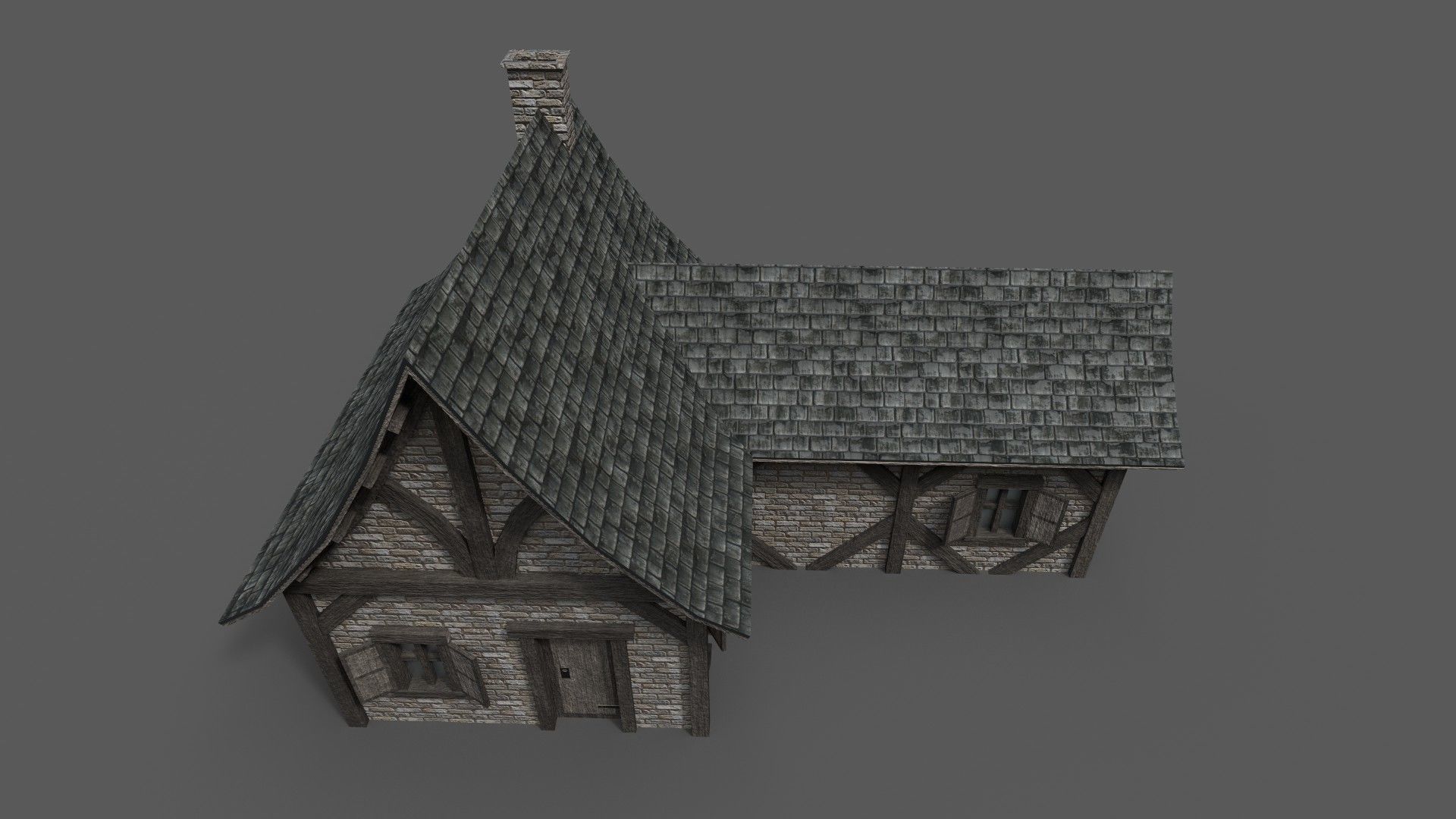 Medieval House 2 Low-poly 3D model_7