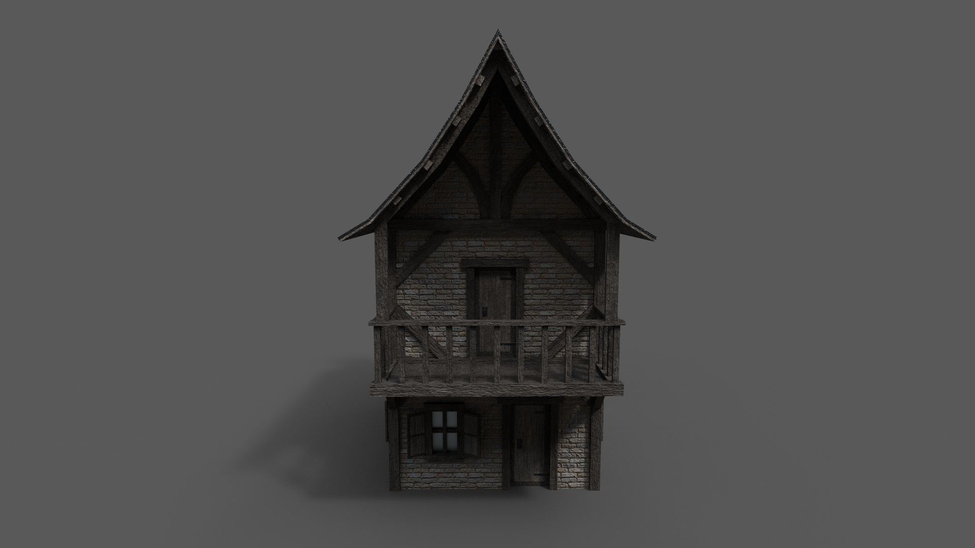Medieval House 3 Low-poly 3D model_5
