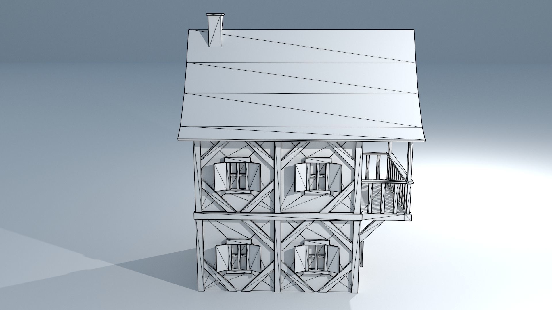 Medieval House 3 Low-poly 3D model_10