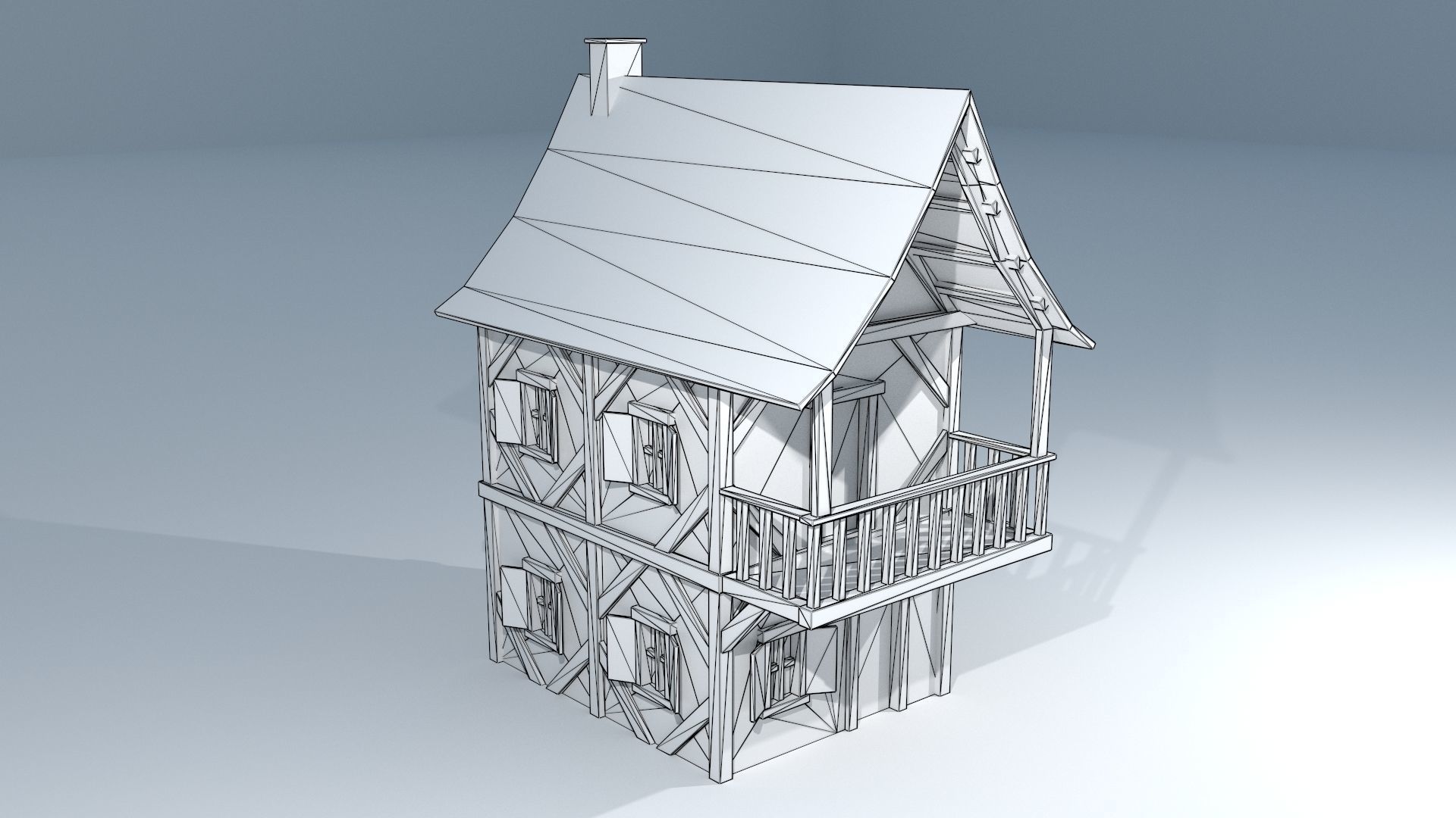 Medieval House 3 Low-poly 3D model_9