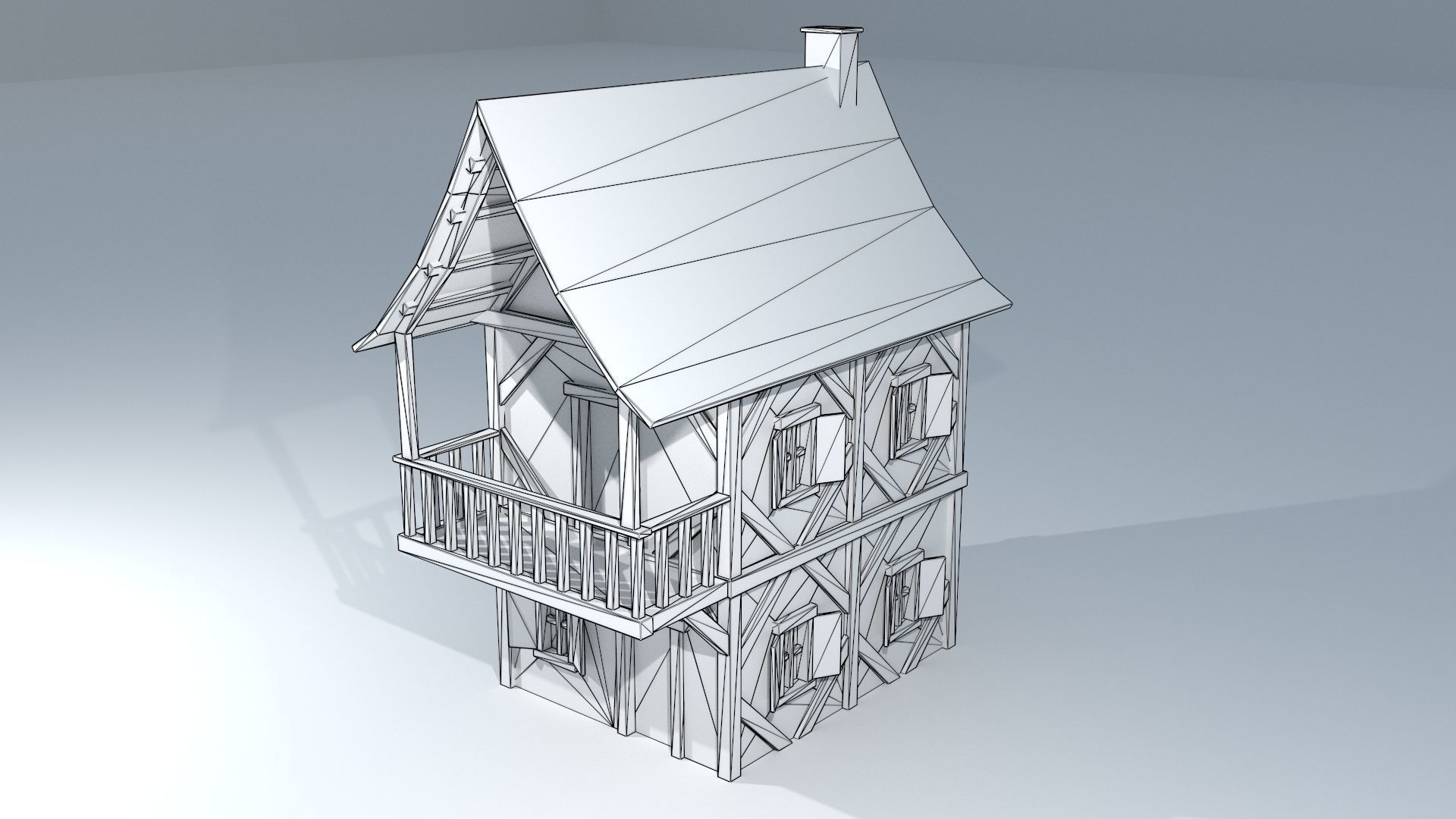 Medieval House 3 Low-poly 3D model_14
