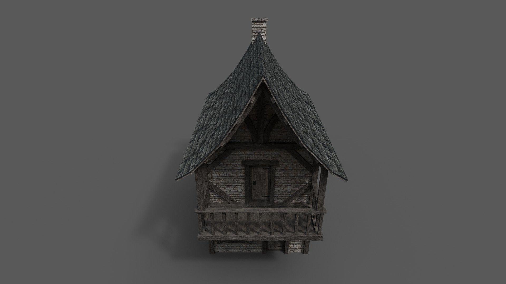 Medieval House 3 Low-poly 3D model_7