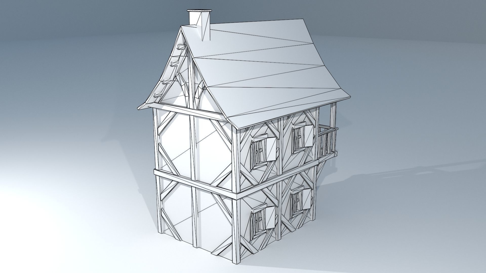Medieval House 3 Low-poly 3D model_11