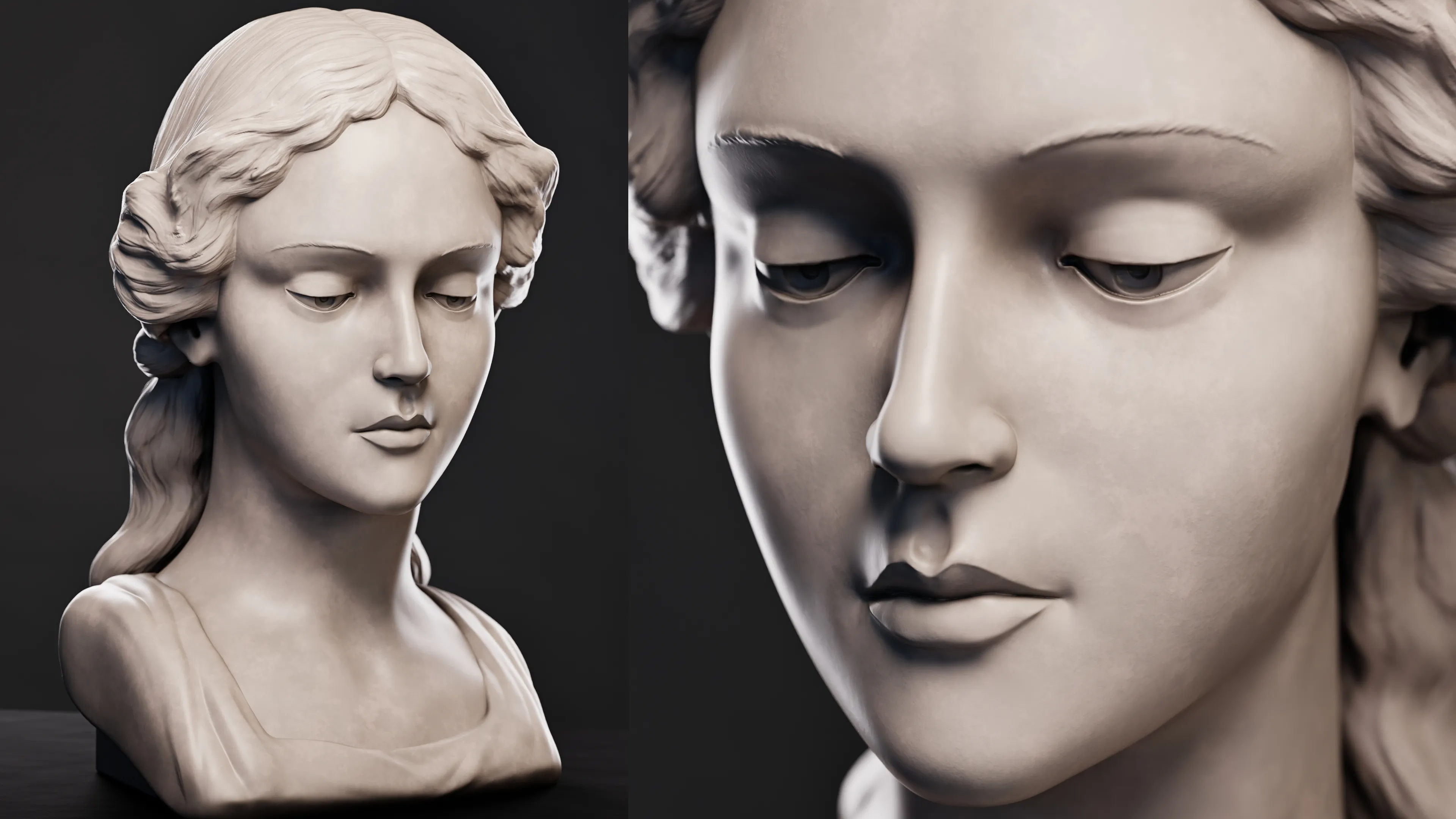 Girl Marble Bust Statue Sculpt 3D model | CGTrader