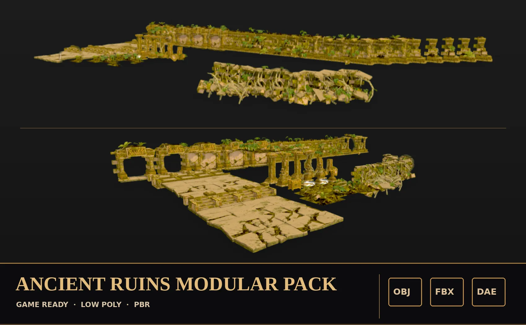 Modular Battle Game 3D model Ancient asset modular BRP game ready VR / AR / low-poly | CGTrader