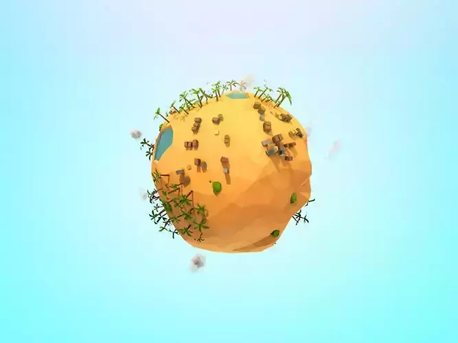 Cartoon Low Poly Sand planet