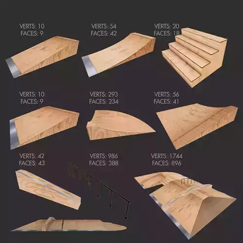 Skate park for BMX or Skateboard Low-poly 3D model