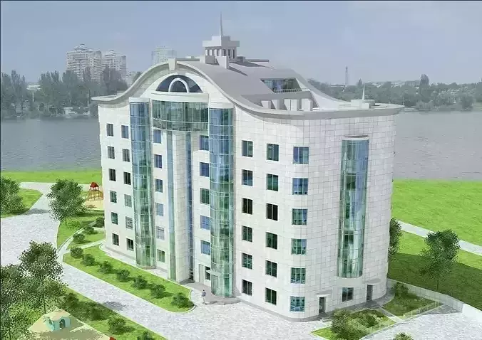 8 Storey Apartment Building 3D model 3D model