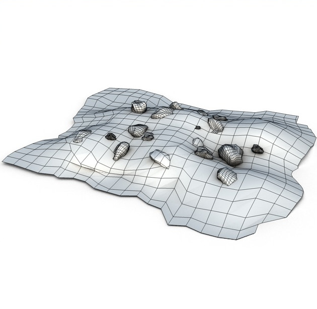 DIrt pile with rocks 3D model_5