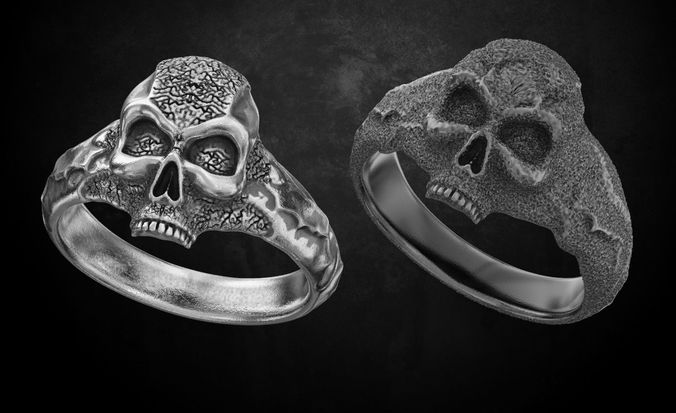Ring with a skull two kinds of stylish decoration 169 3D print model