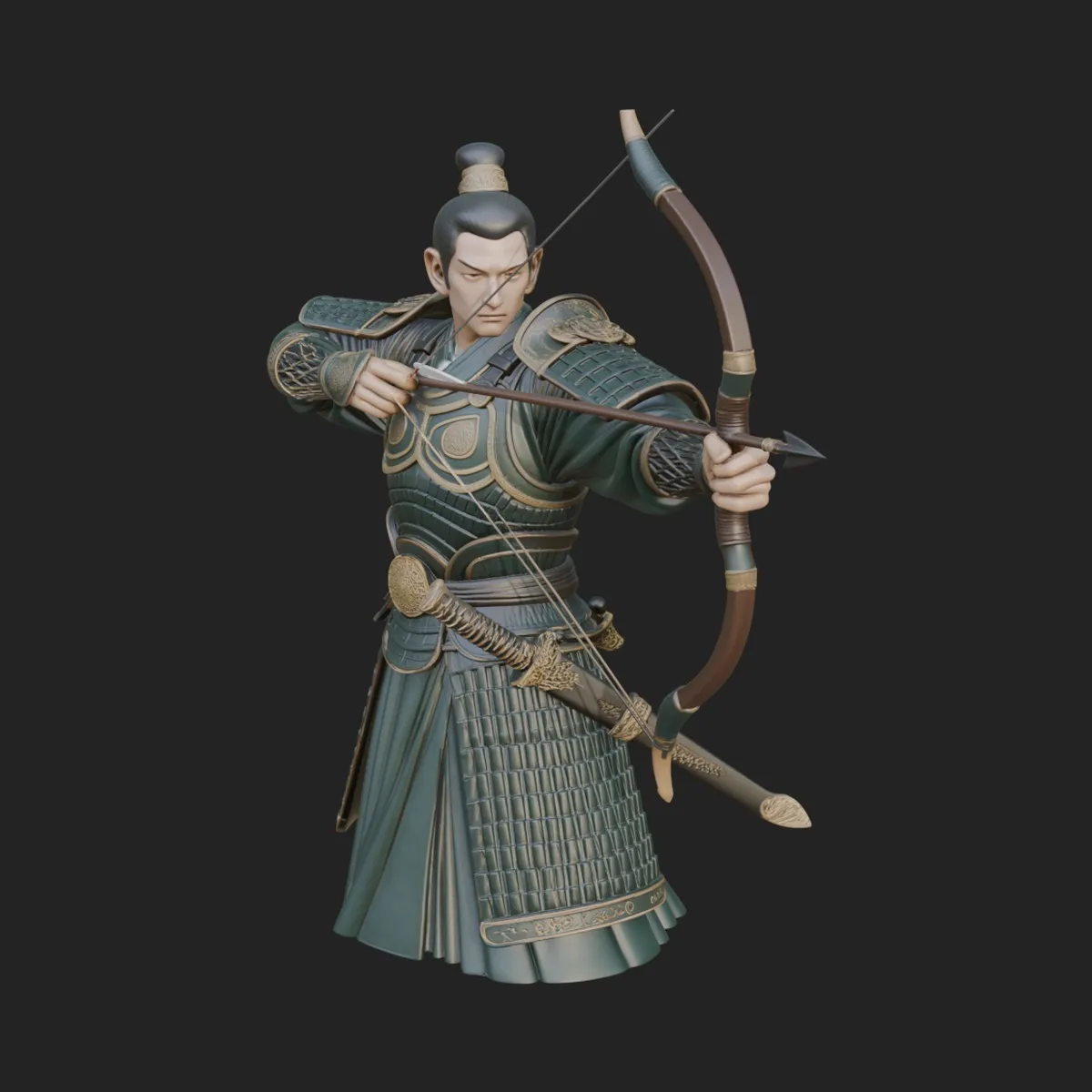 Samurai Archer Statue Design 7 - 3D Print Model 3D model 3D printable ...