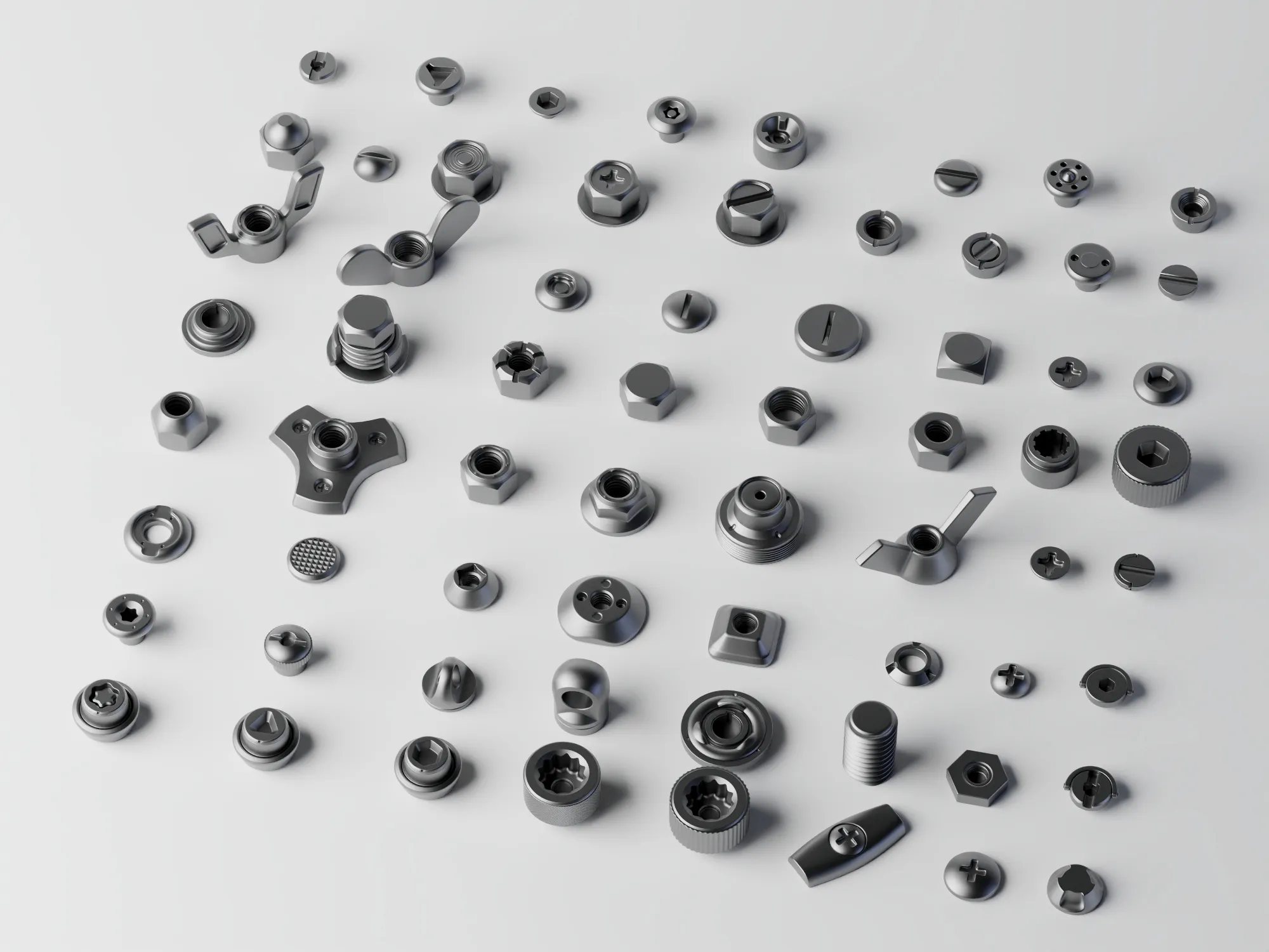 Metal Nuts Fasteners 3D Model Pack 3D model rigged | CGTrader