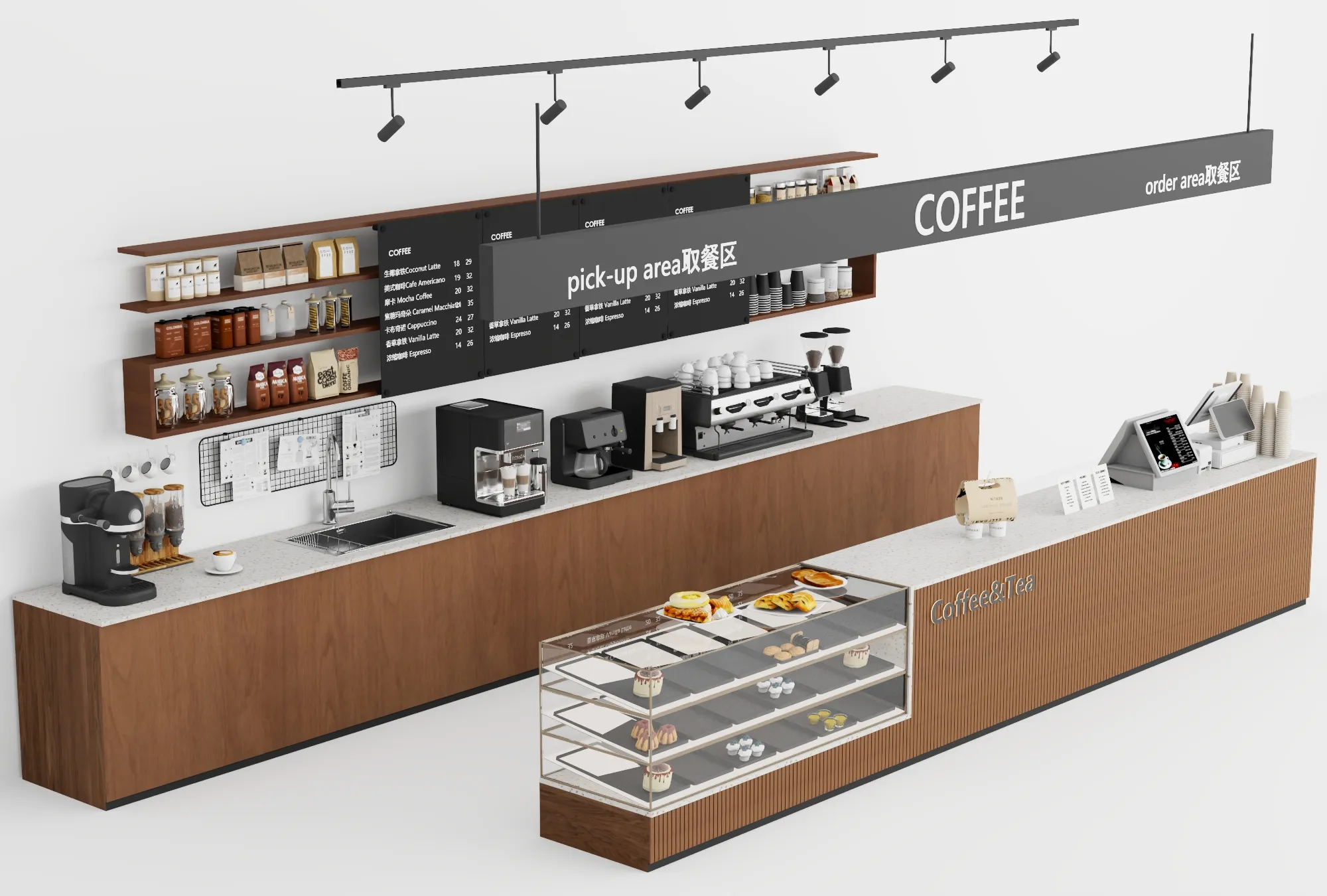 3D model Modern Coffee Shop Counter Bar Equipment VR / AR / low-poly ...