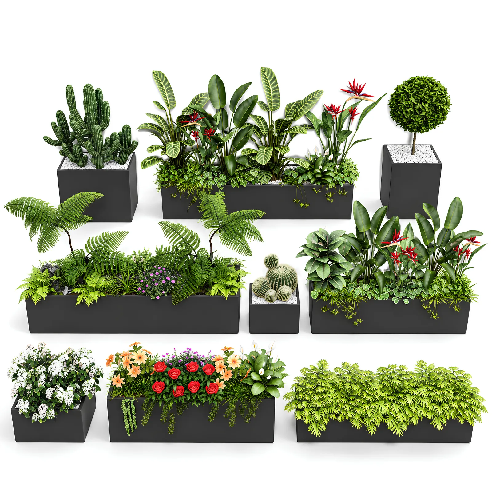 8 Decorative Planter Arrangements 3D Models Collection 3D model | CGTrader