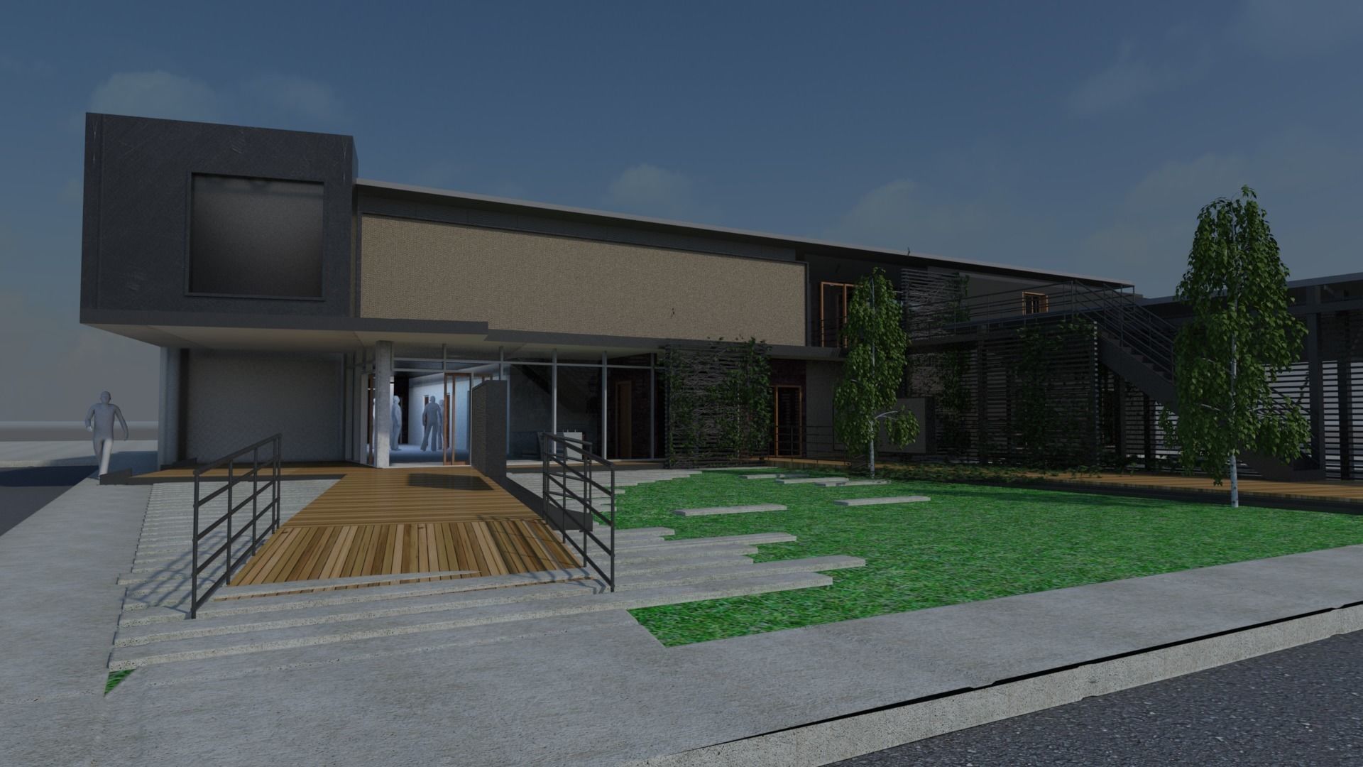 Veterinary Clinic Building Low-poly 3D model_3