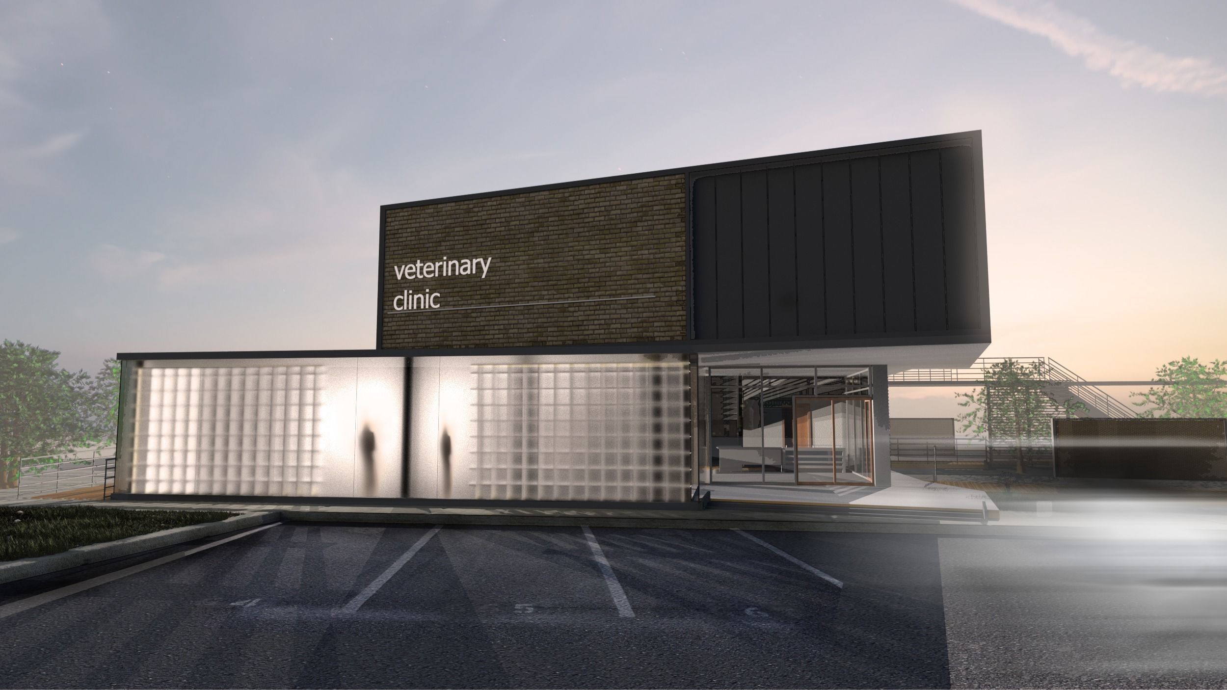 Veterinary Clinic Building Low-poly 3D model_4