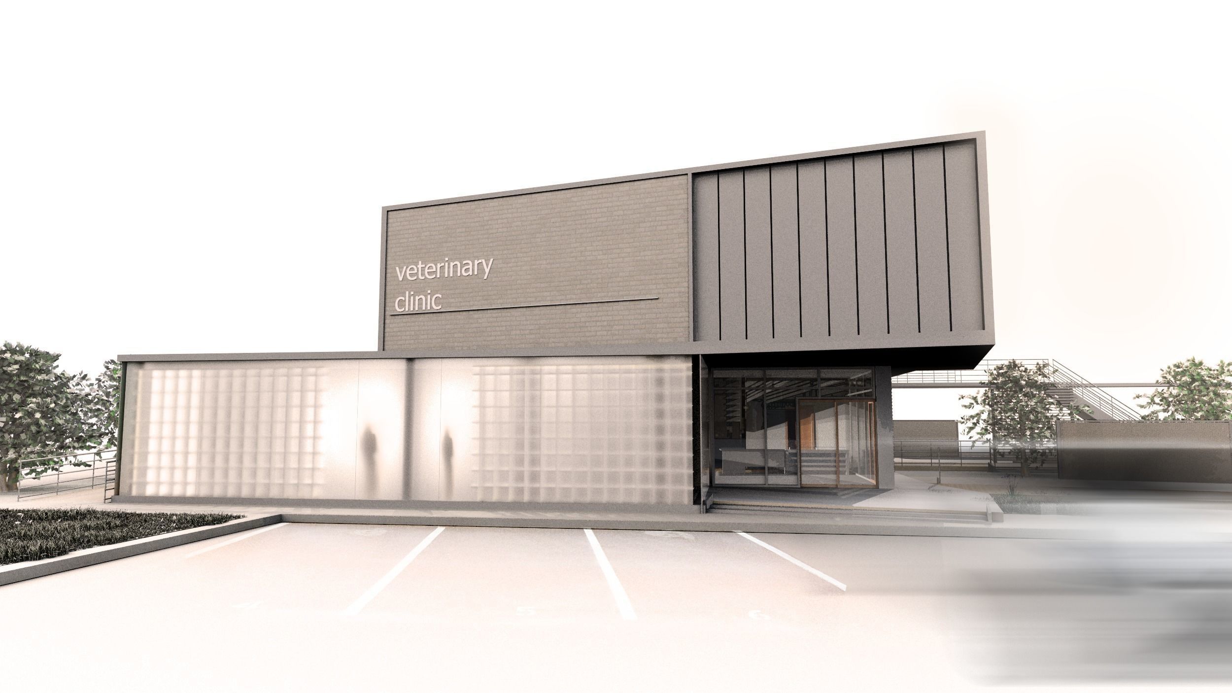 Veterinary Clinic Building Low-poly 3D model_5