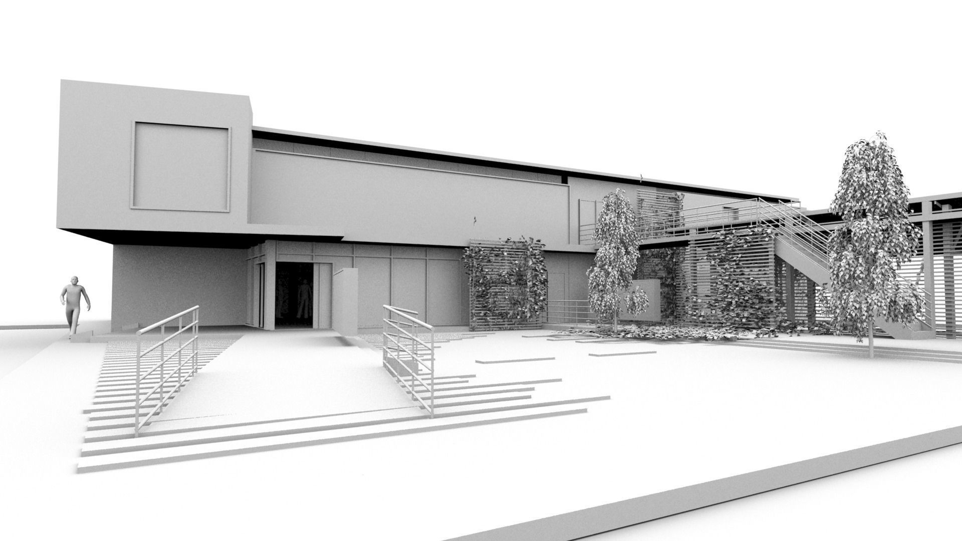 Veterinary Clinic Building Low-poly 3D model_2