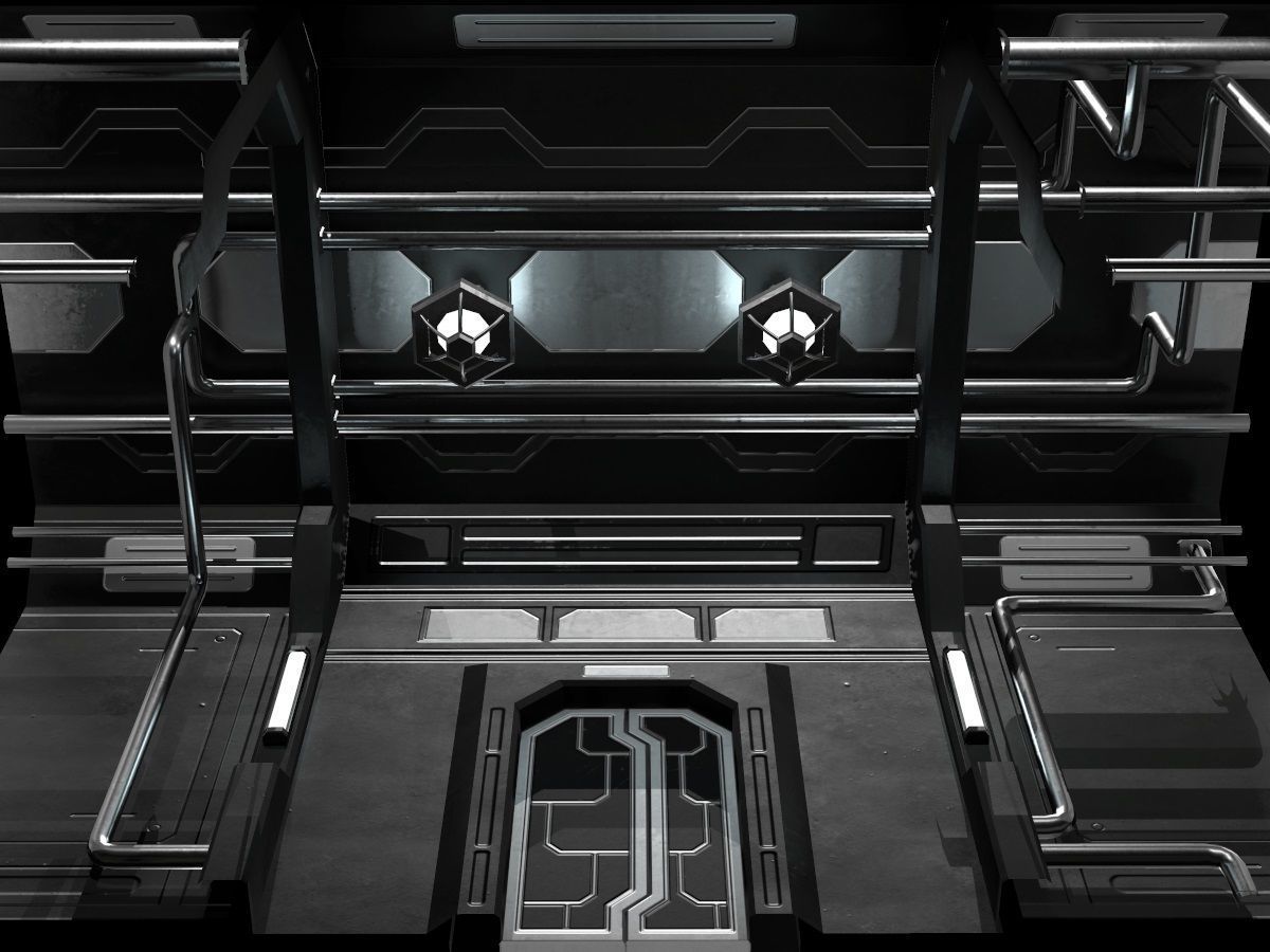 Low-Poly Sci-Fi Modular Corridor Low-poly 3D model_56