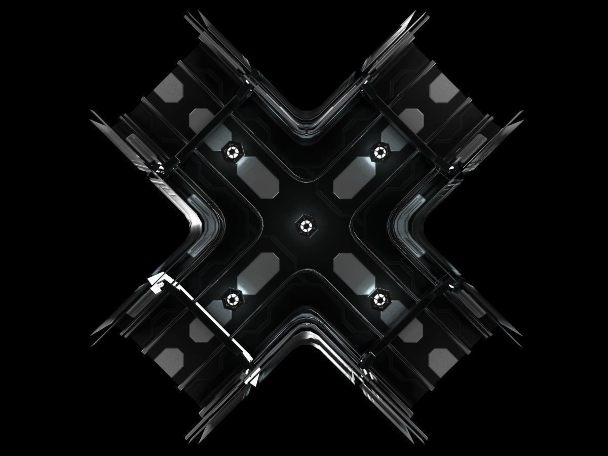 Low-Poly Sci-Fi Modular Corridor Low-poly 3D model_27