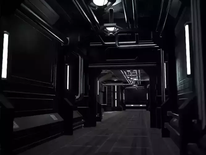 Low-Poly Sci-Fi Modular Corridor