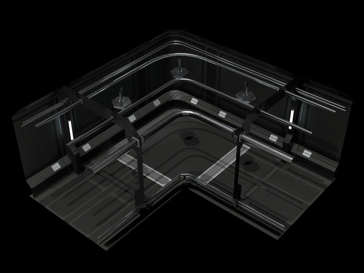 Low-Poly Sci-Fi Modular Corridor Low-poly 3D model_11