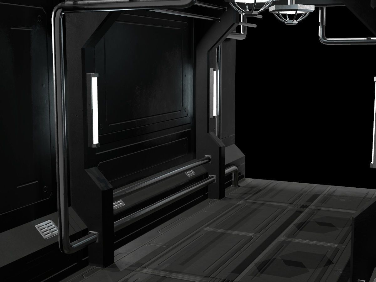 Low-Poly Sci-Fi Modular Corridor Low-poly 3D model_45