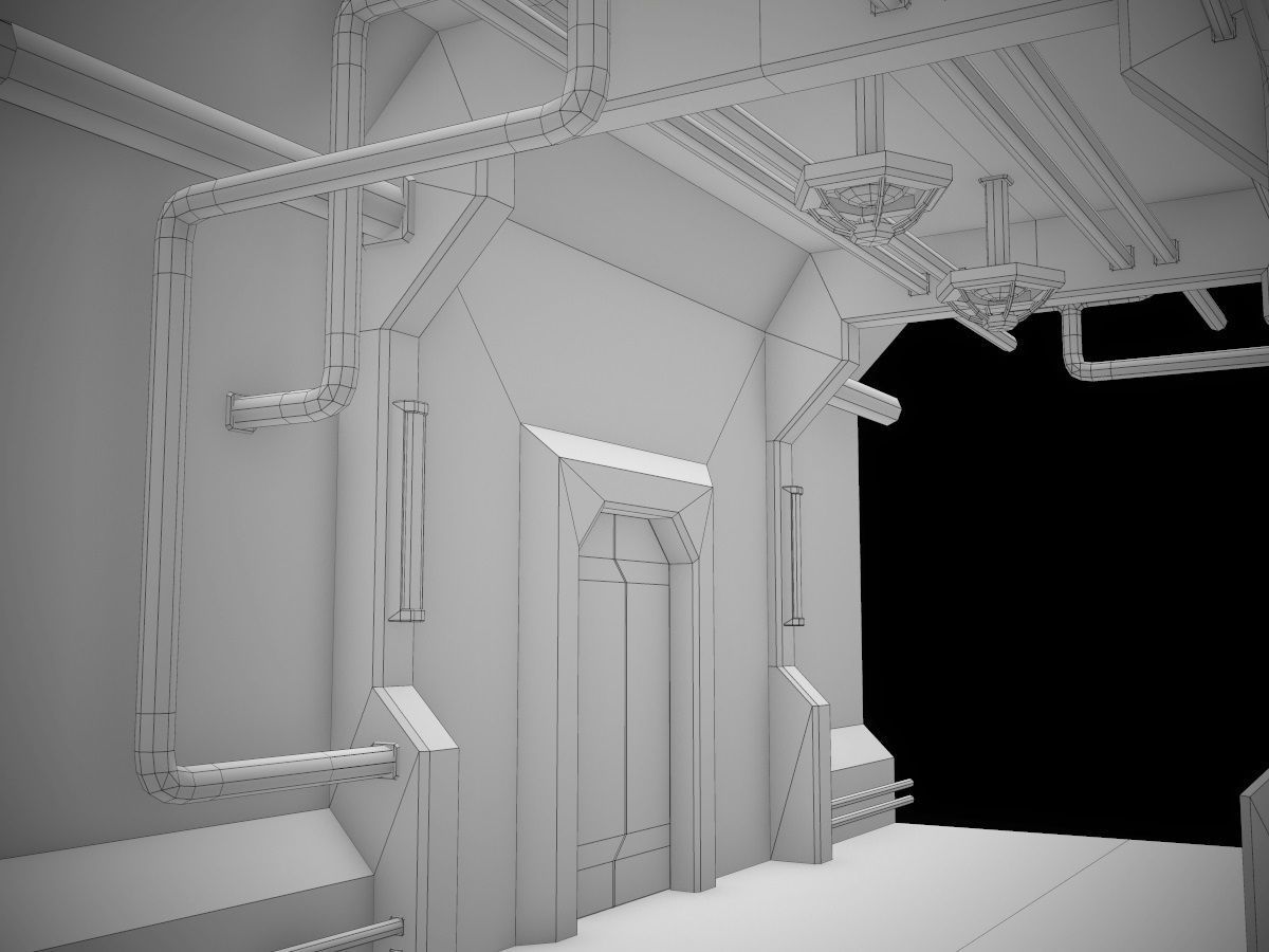 Low-Poly Sci-Fi Modular Corridor Low-poly 3D model_79