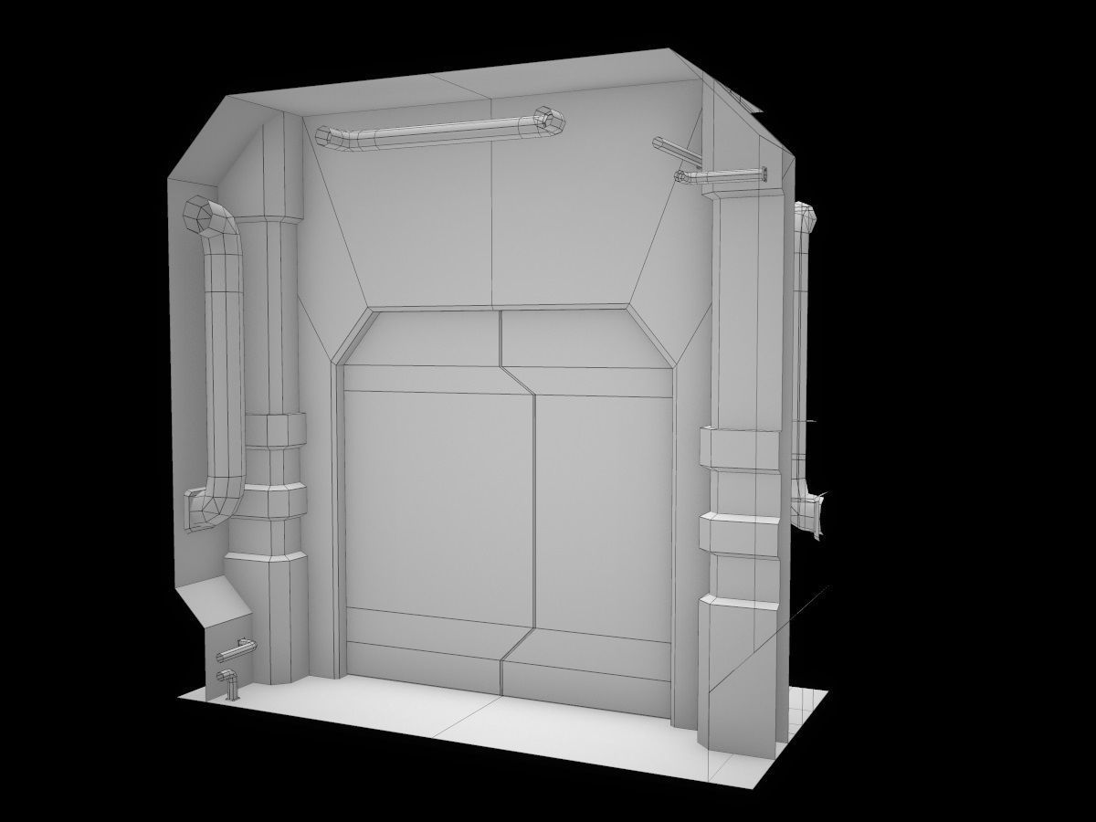 Low-Poly Sci-Fi Modular Corridor Low-poly 3D model_57