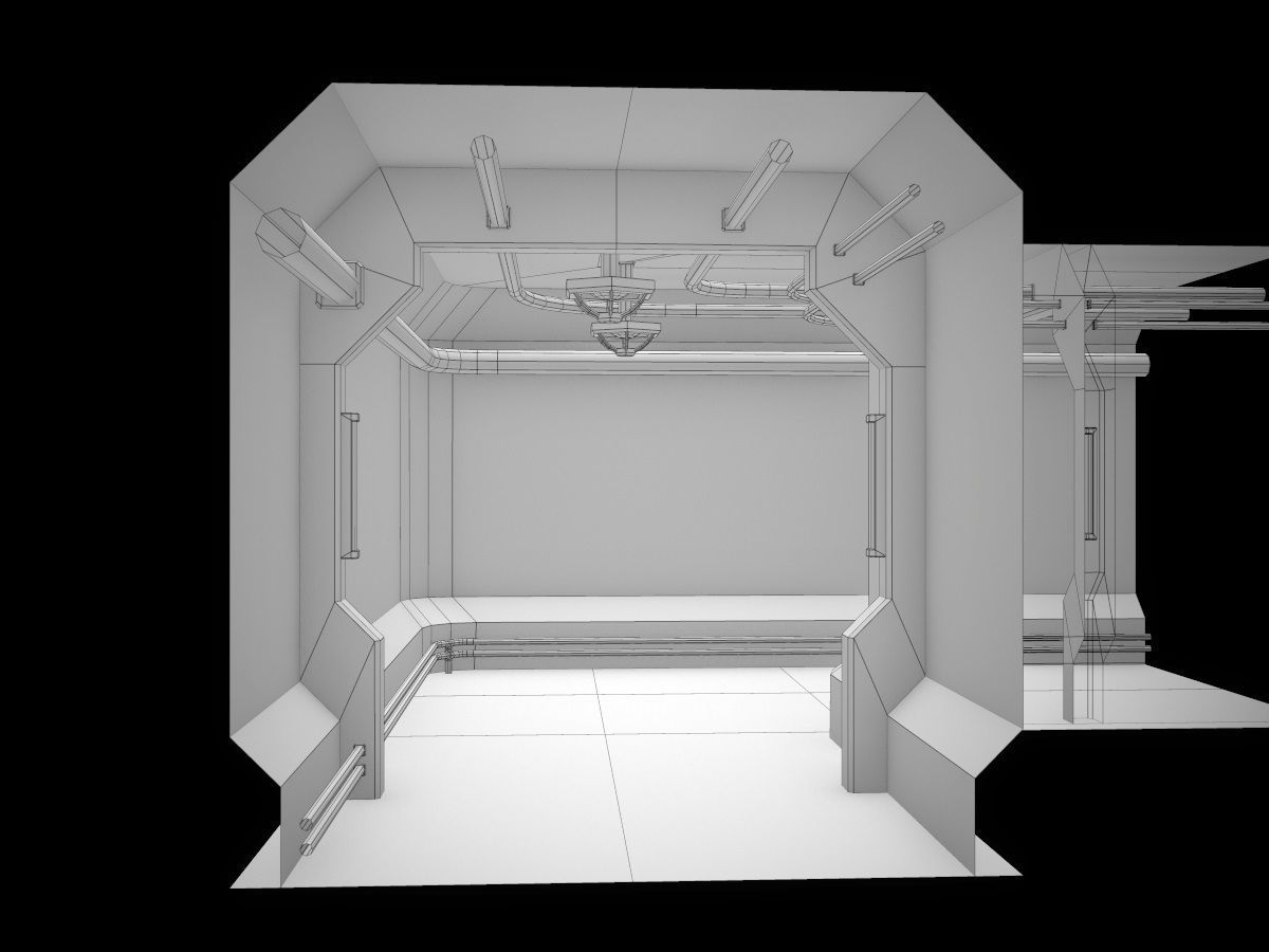 Low-Poly Sci-Fi Modular Corridor Low-poly 3D model_63