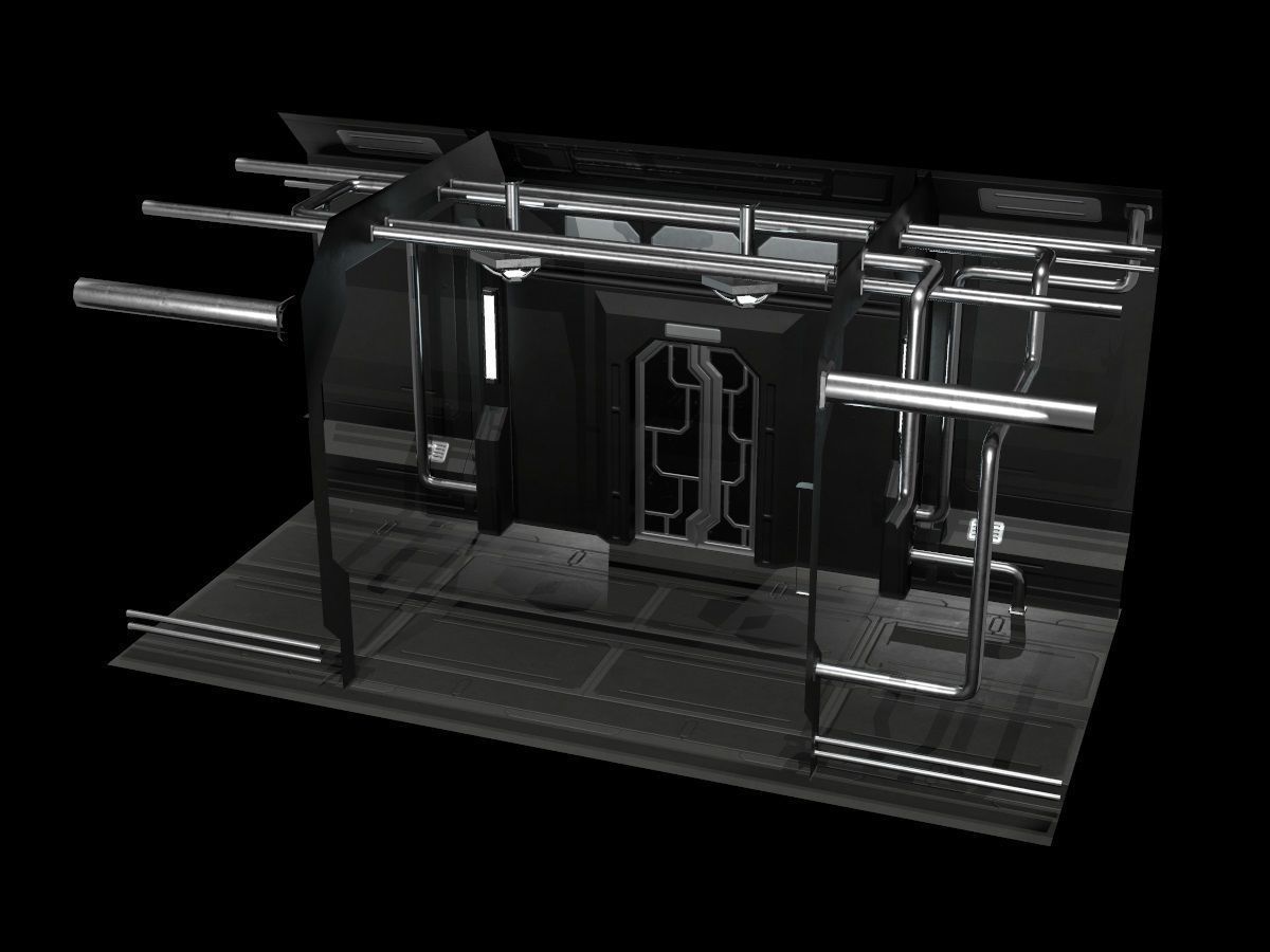 Low-Poly Sci-Fi Modular Corridor Low-poly 3D model_51