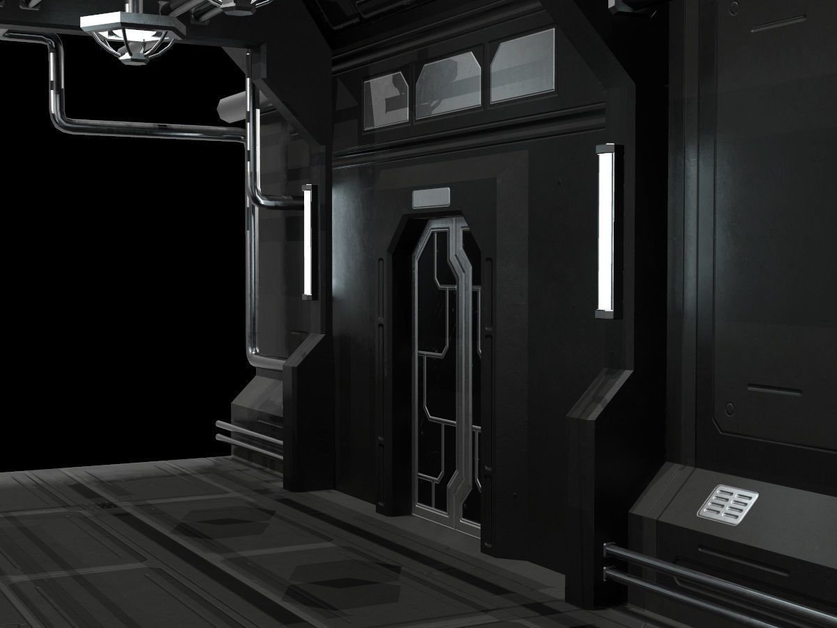Low-Poly Sci-Fi Modular Corridor Low-poly 3D model_46
