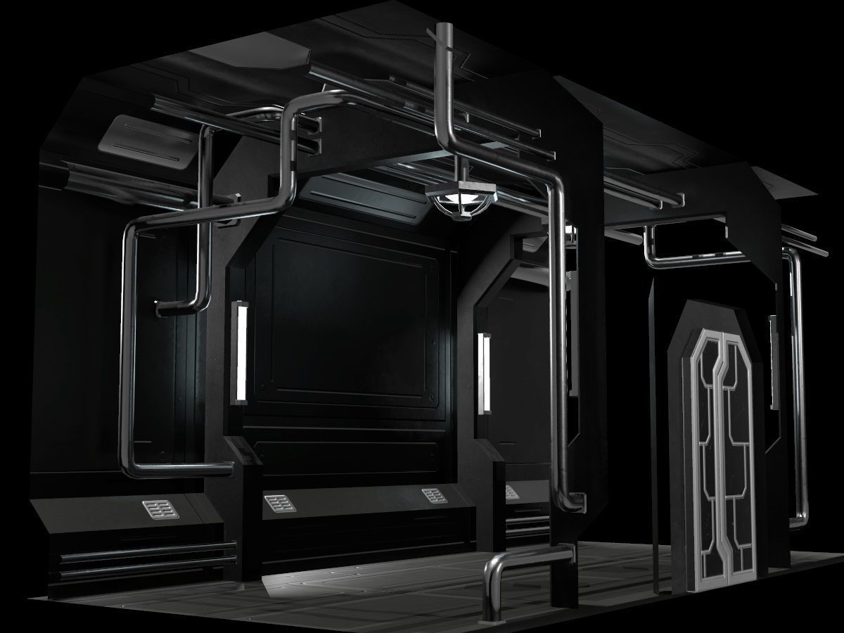 Low-Poly Sci-Fi Modular Corridor Low-poly 3D model_54