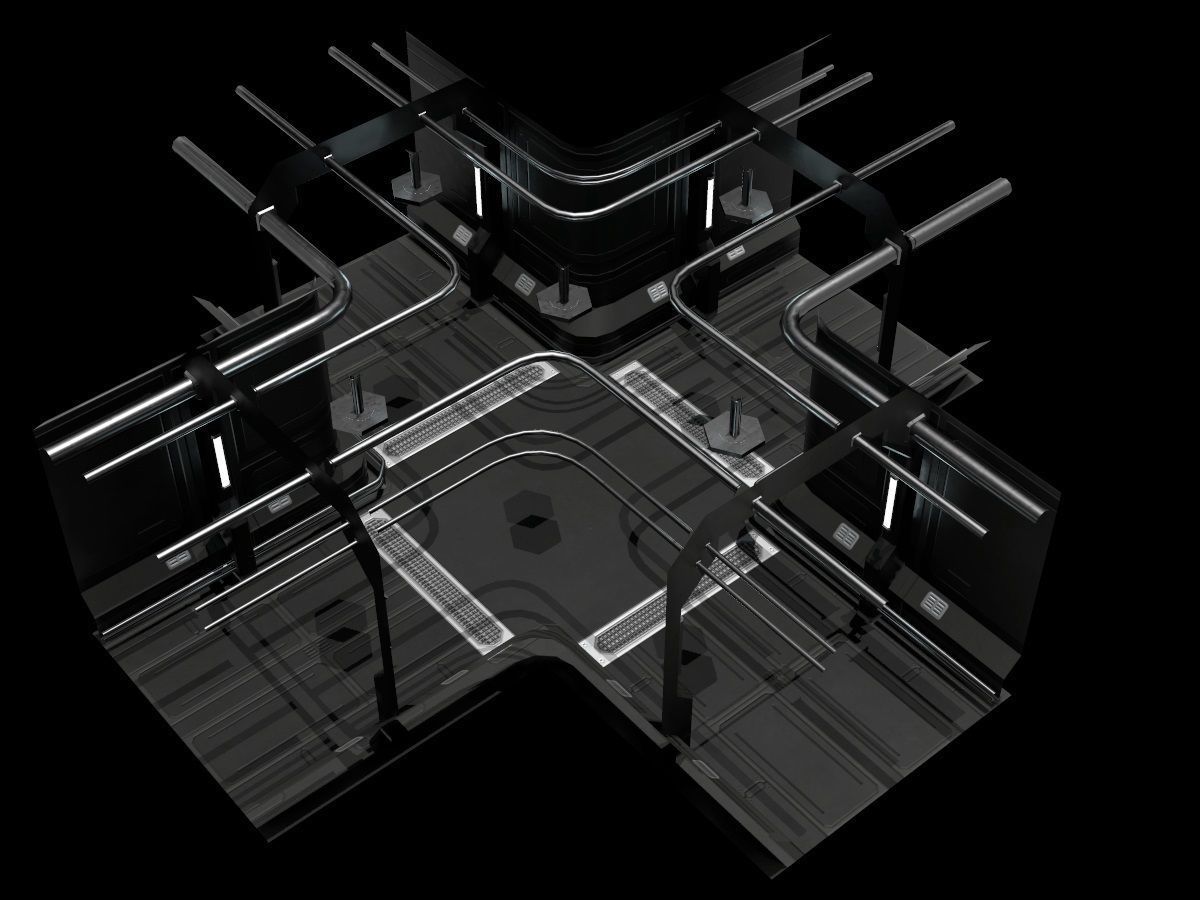 Low-Poly Sci-Fi Modular Corridor Low-poly 3D model_23