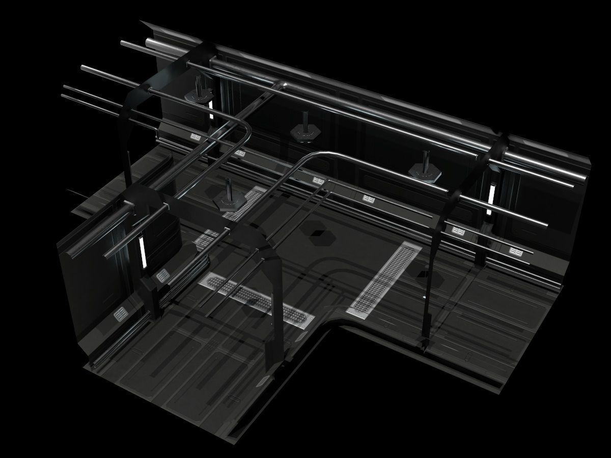 Low-Poly Sci-Fi Modular Corridor Low-poly 3D model_20