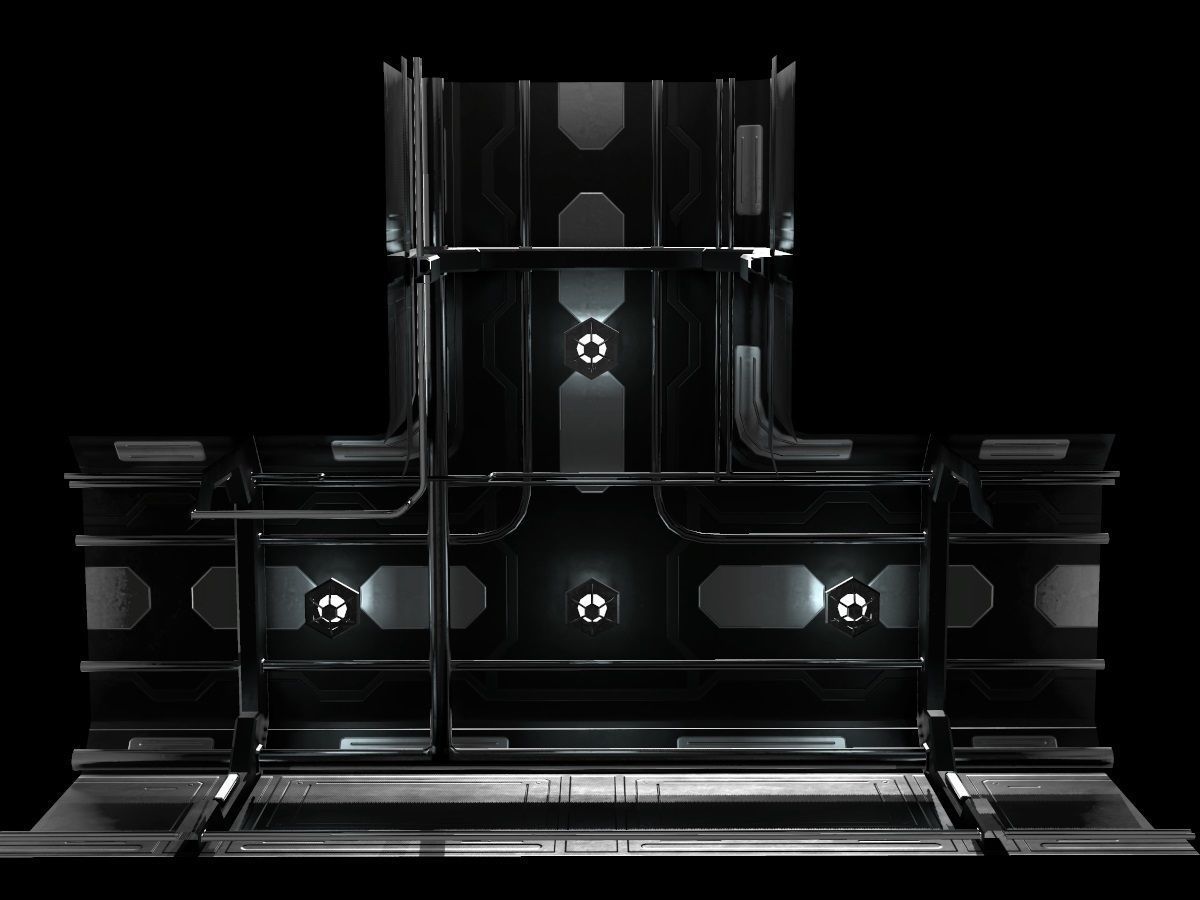 Low-Poly Sci-Fi Modular Corridor Low-poly 3D model_22