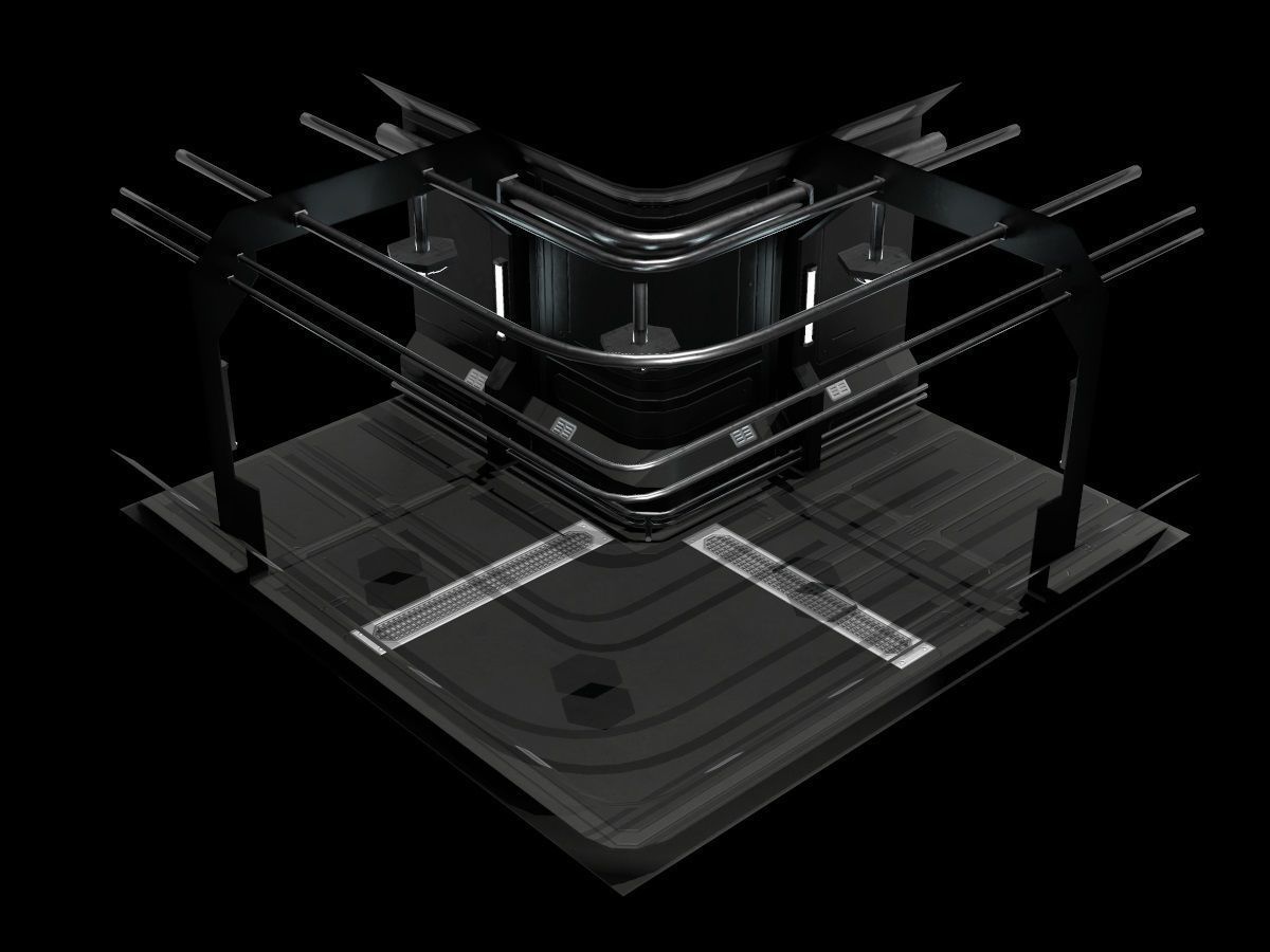Low-Poly Sci-Fi Modular Corridor Low-poly 3D model_10