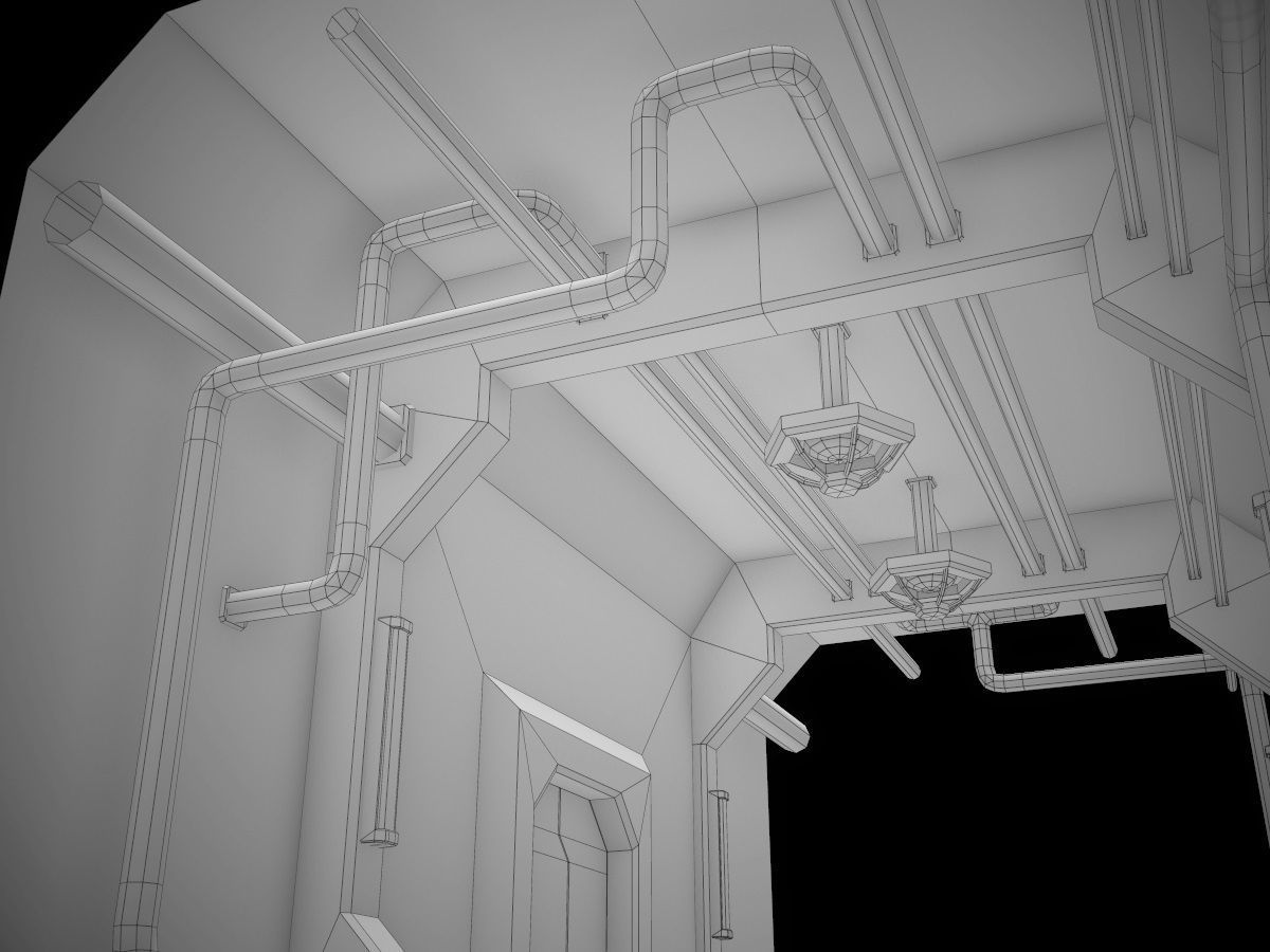 Low-Poly Sci-Fi Modular Corridor Low-poly 3D model_76