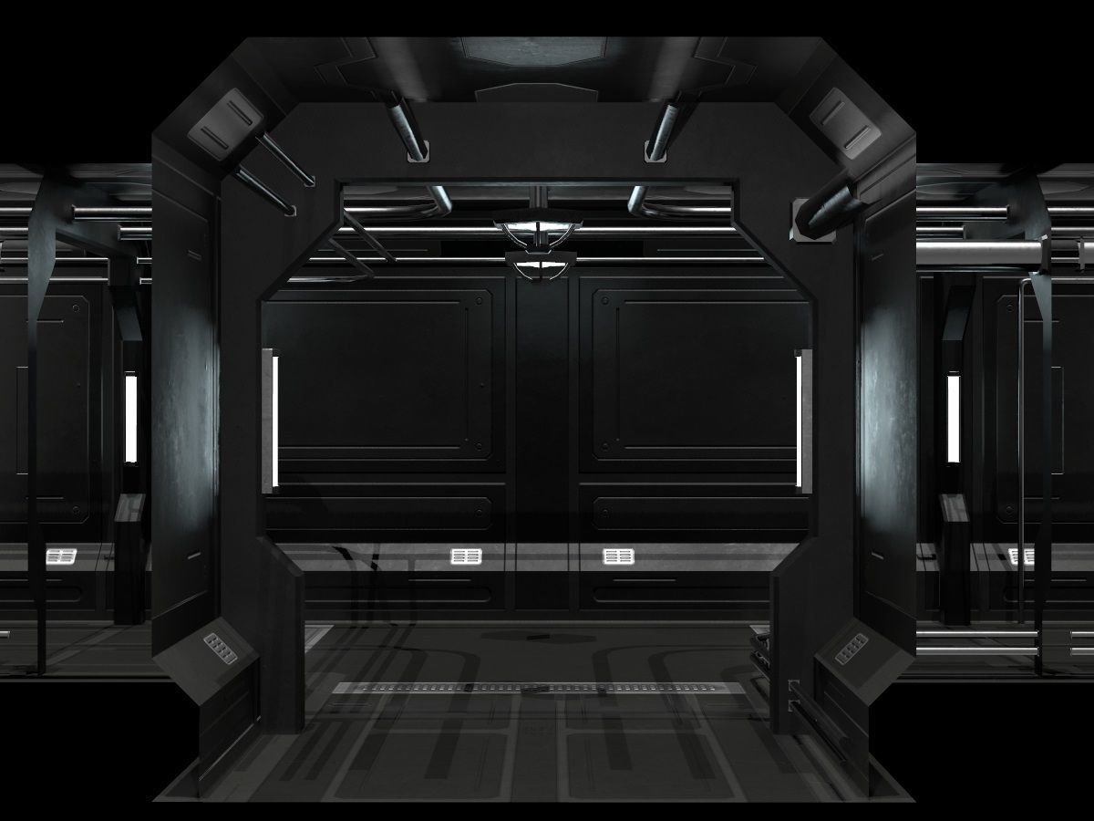 Low-Poly Sci-Fi Modular Corridor Low-poly 3D model_16