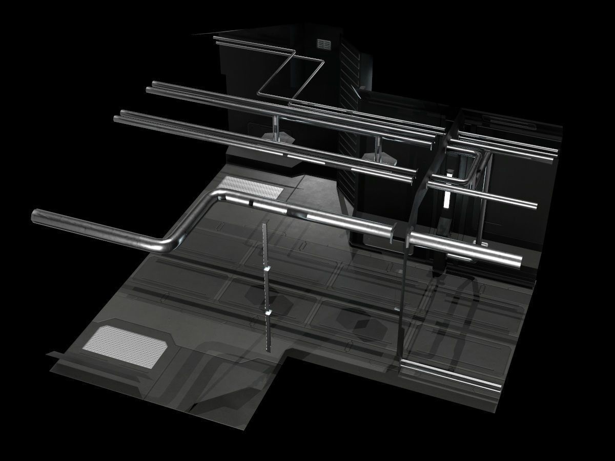 Low-Poly Sci-Fi Modular Corridor Low-poly 3D model_42