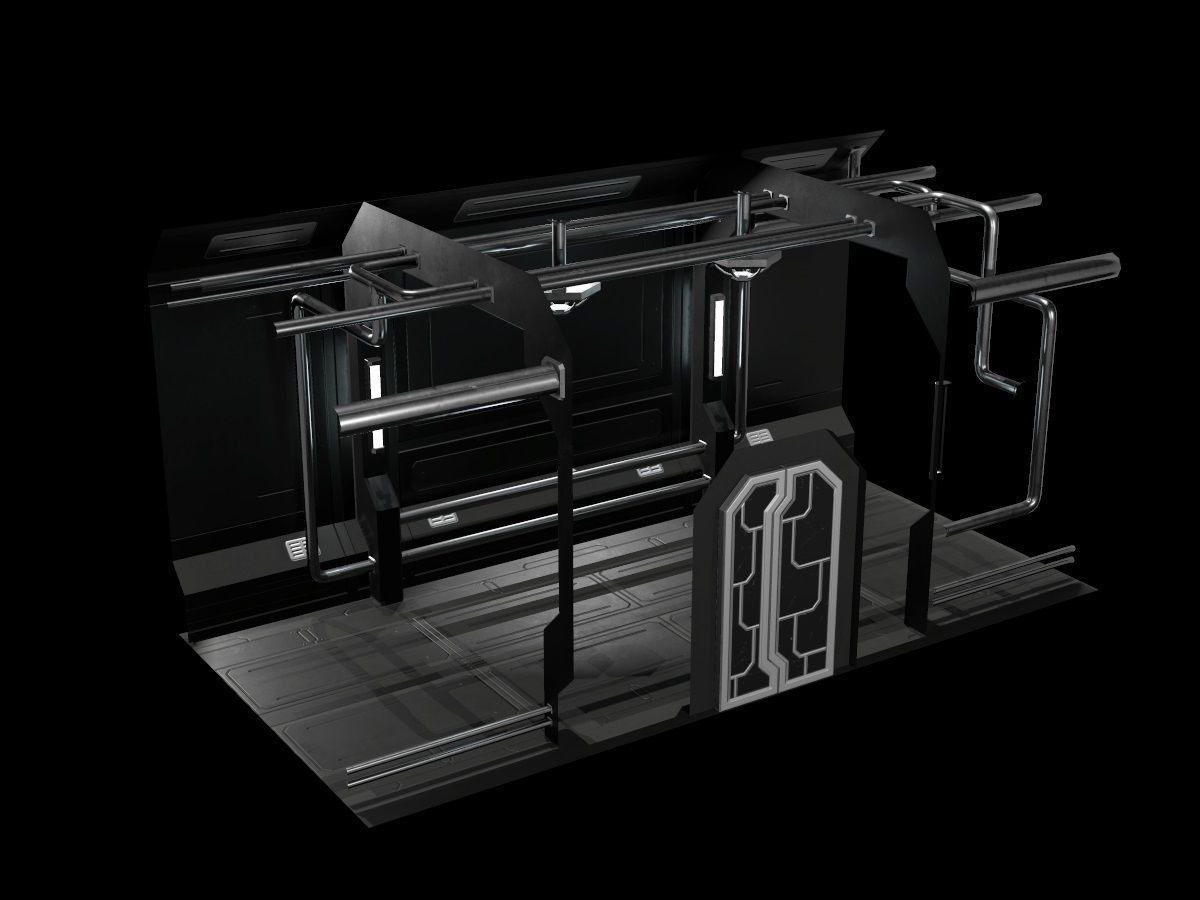 Low-Poly Sci-Fi Modular Corridor Low-poly 3D model_50