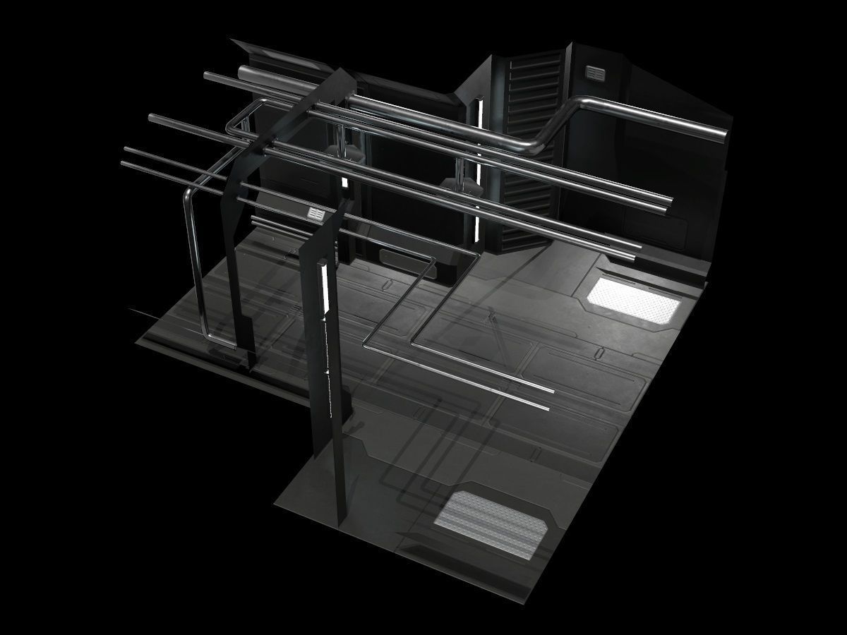 Low-Poly Sci-Fi Modular Corridor Low-poly 3D model_41